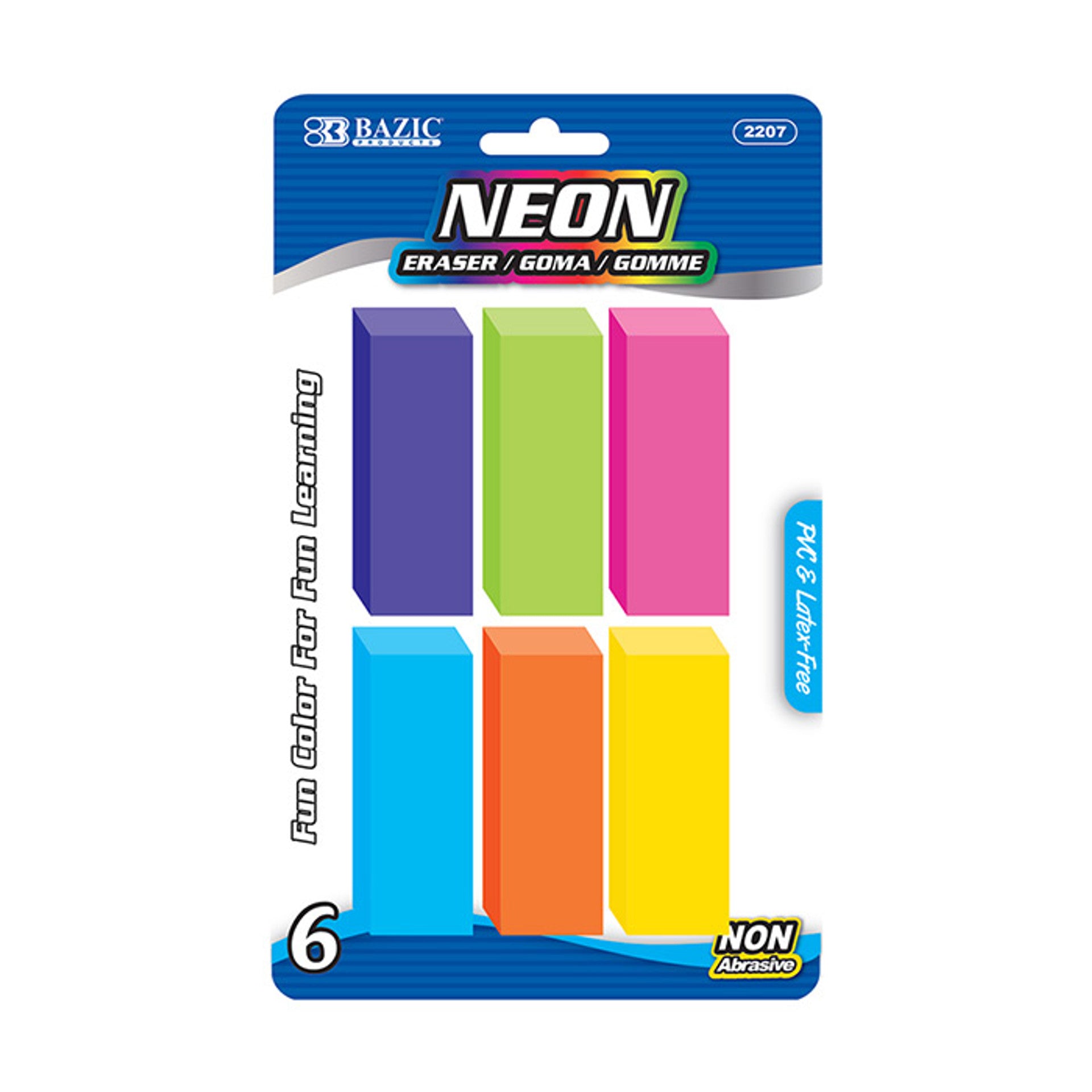Neon Eraser 6pk