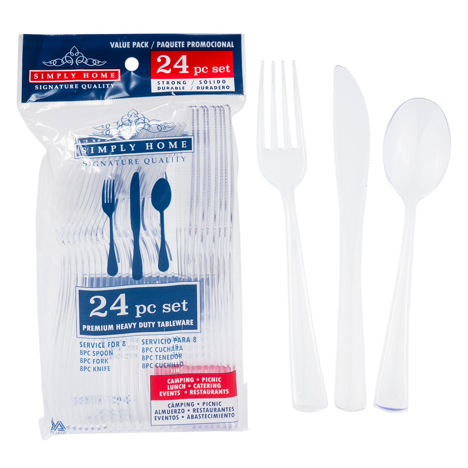24pc clear cutlery set