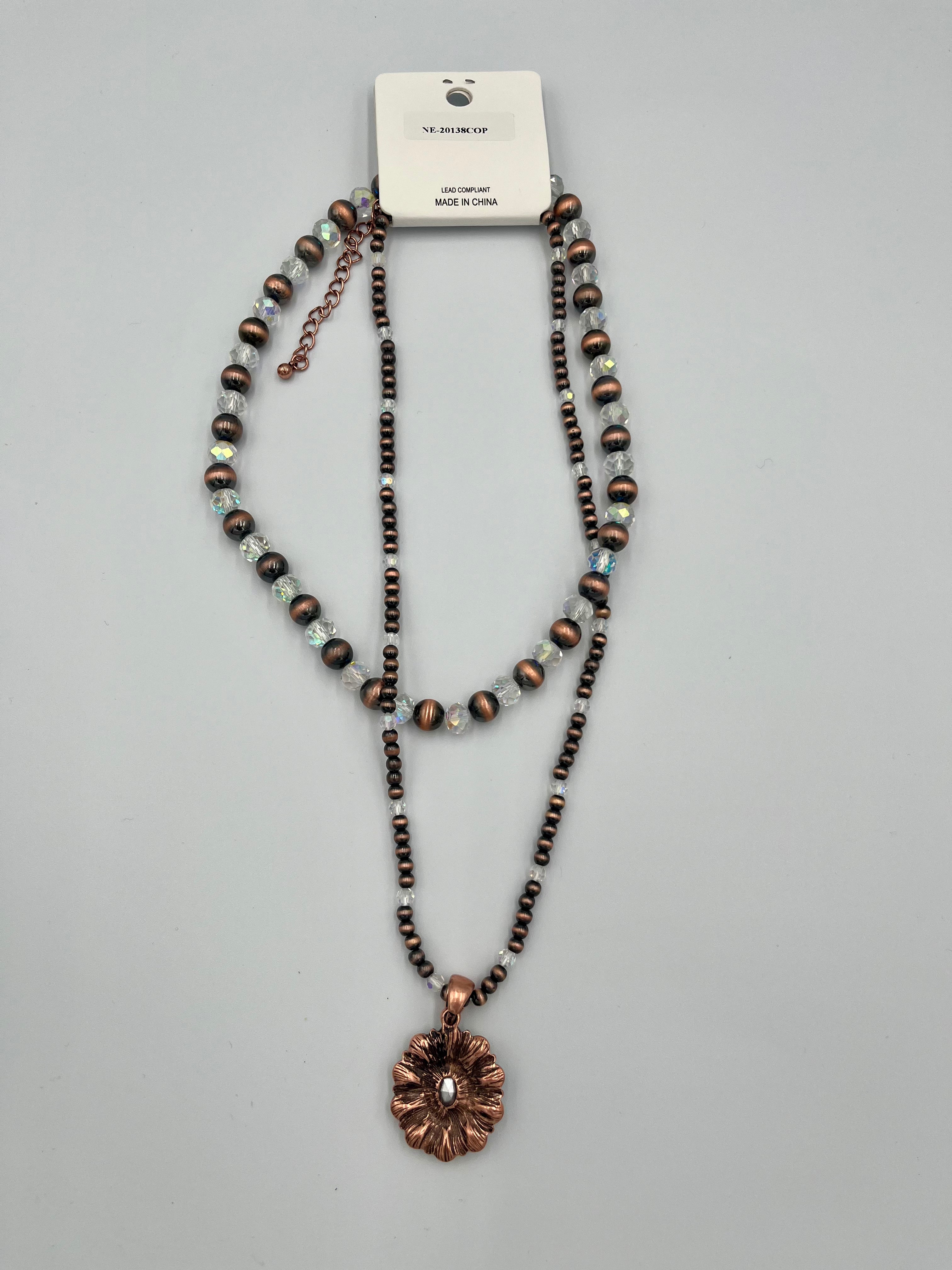 Copper And Iridescent Necklace