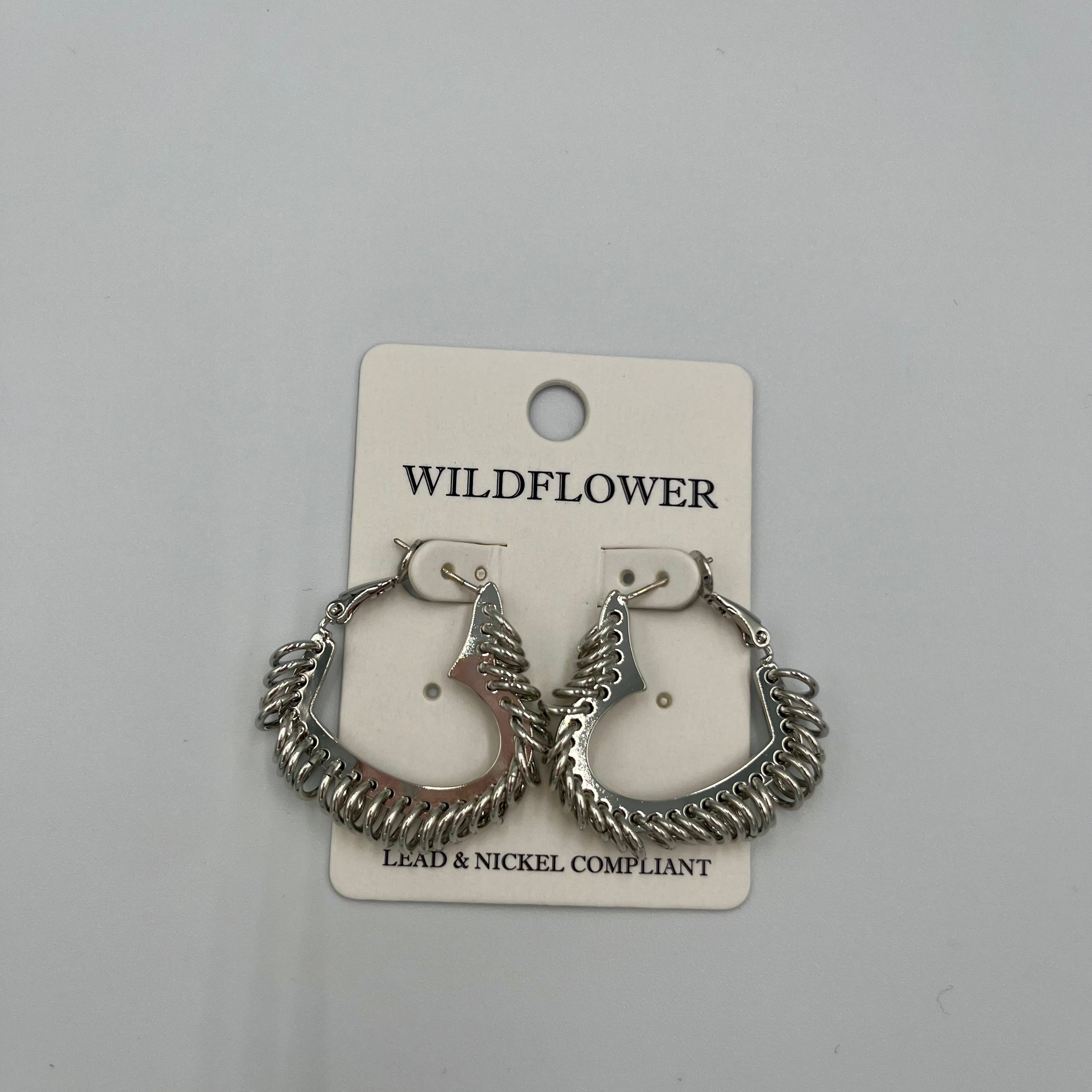 Silvertone Heart Earrings with Circle Rings