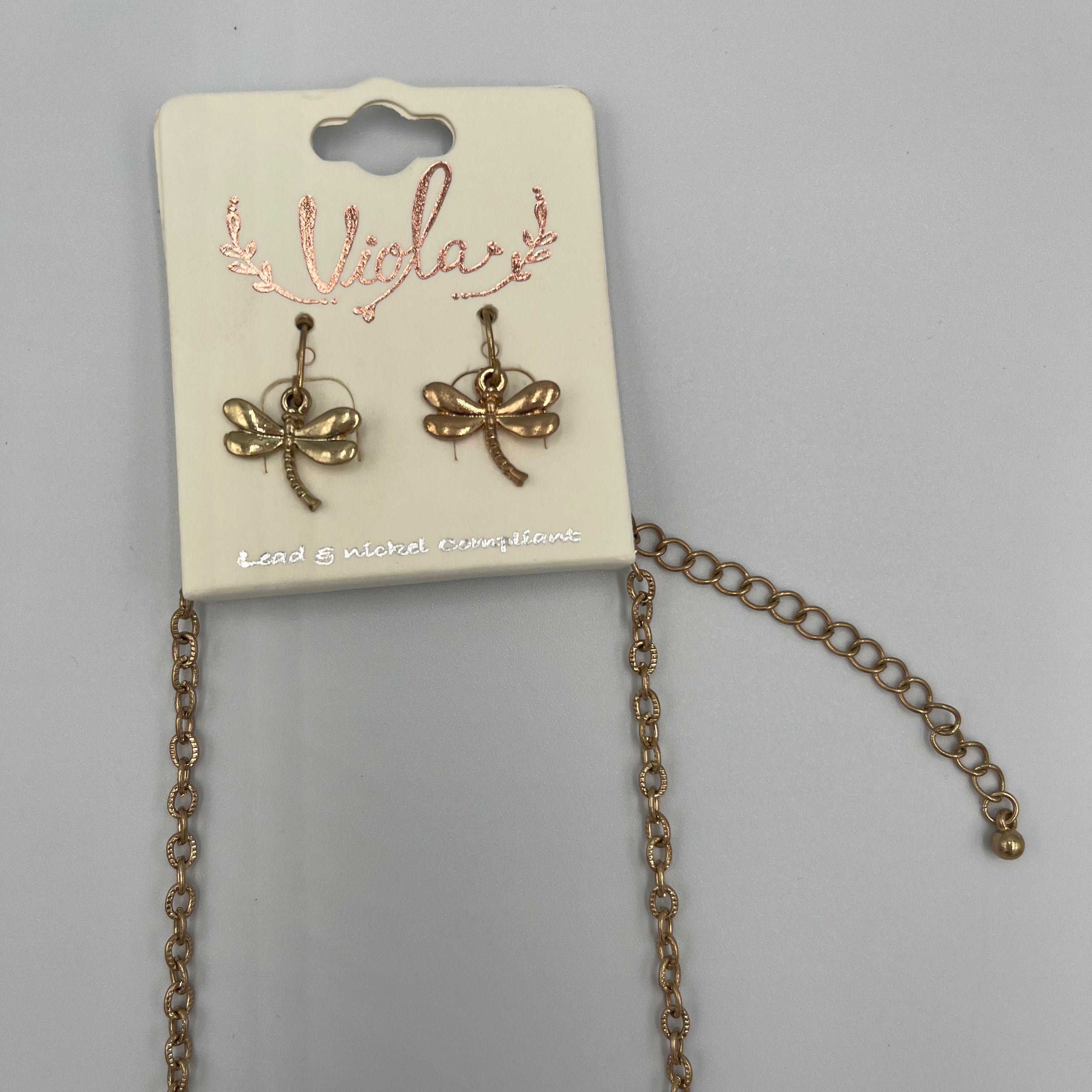Gold & Silver-toned Filigree Dragonfly Set
