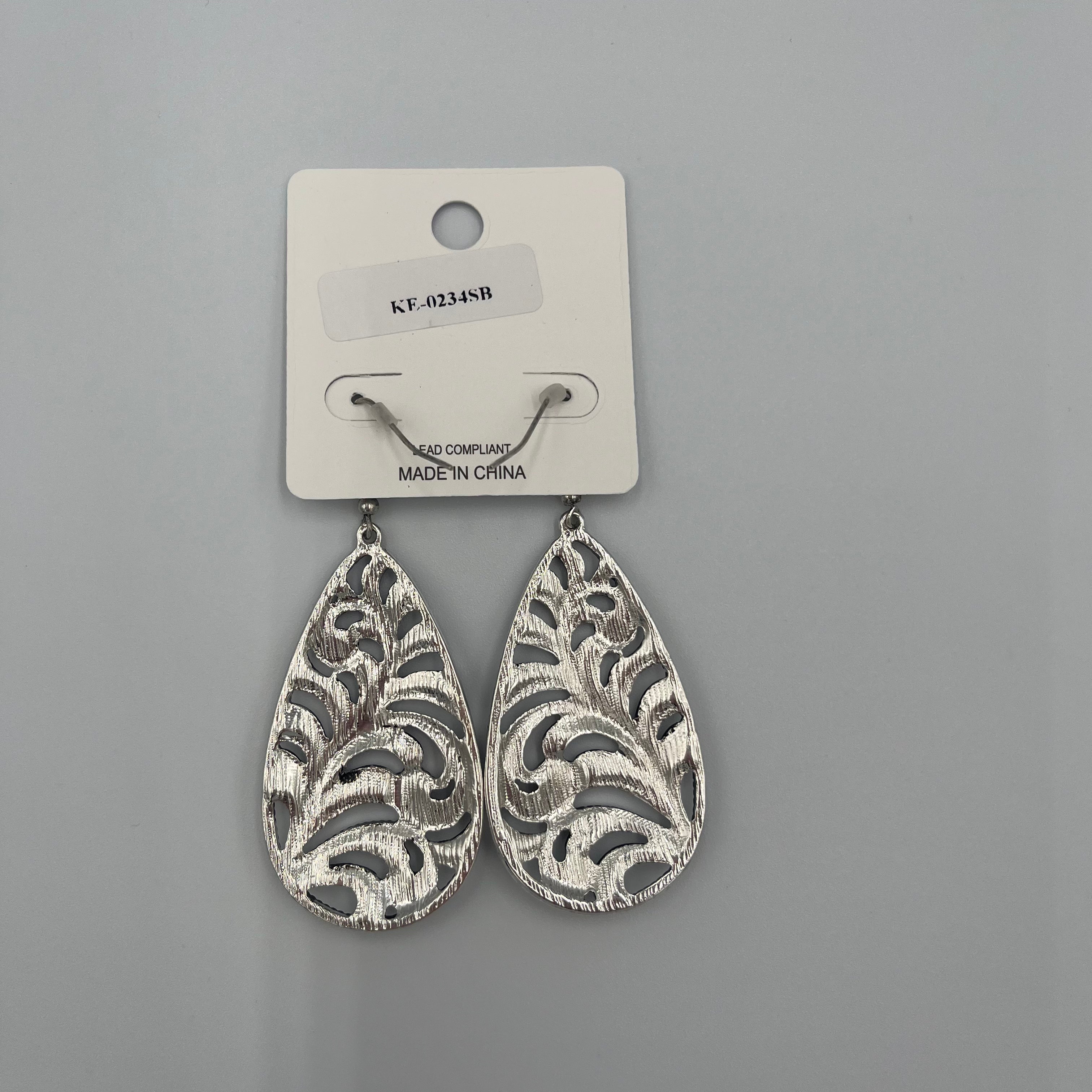 Silvertone Teardrop Hook Earrings