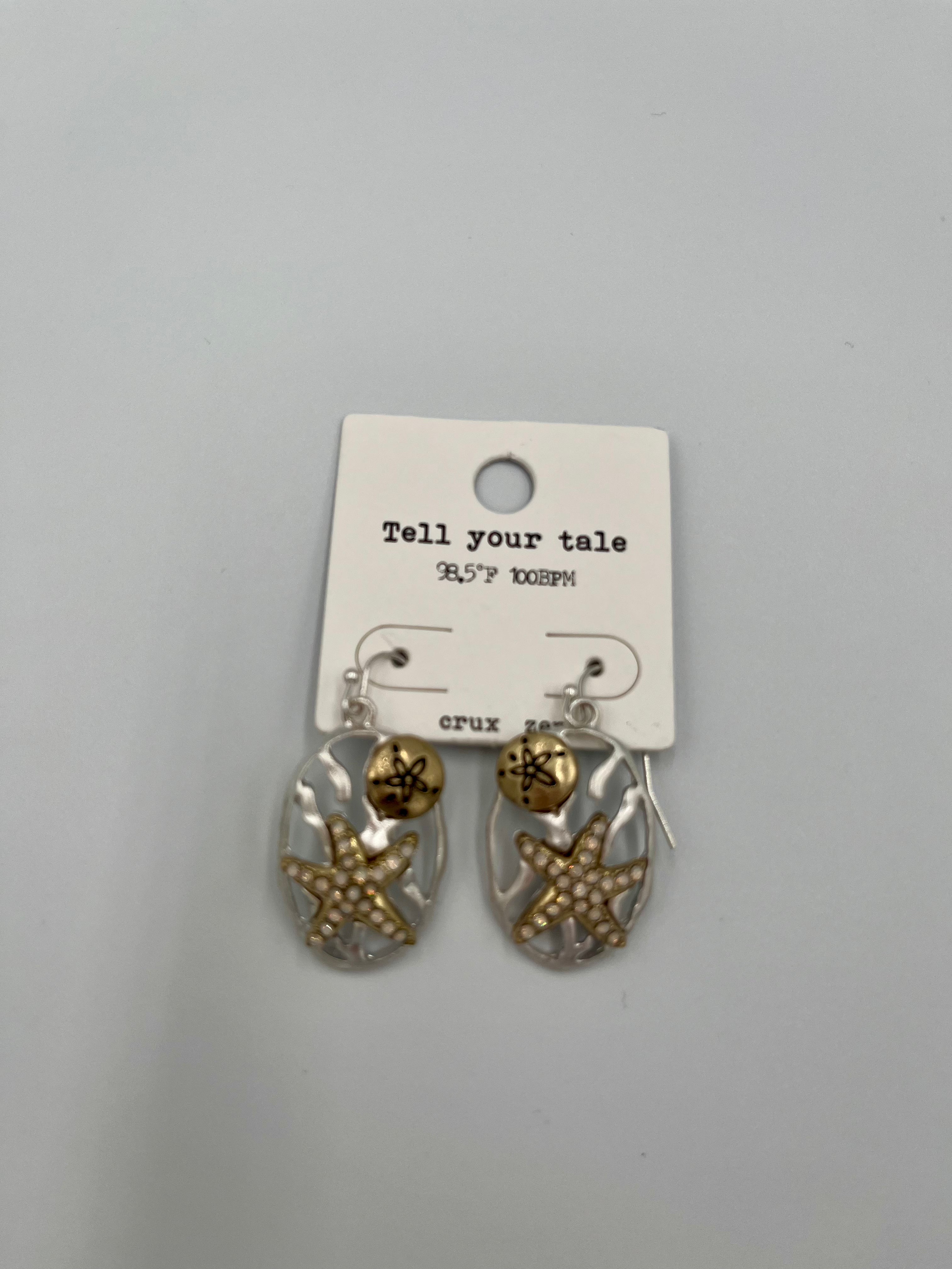 Silver and Goldtone Earrings Starfish\Sand Dollar