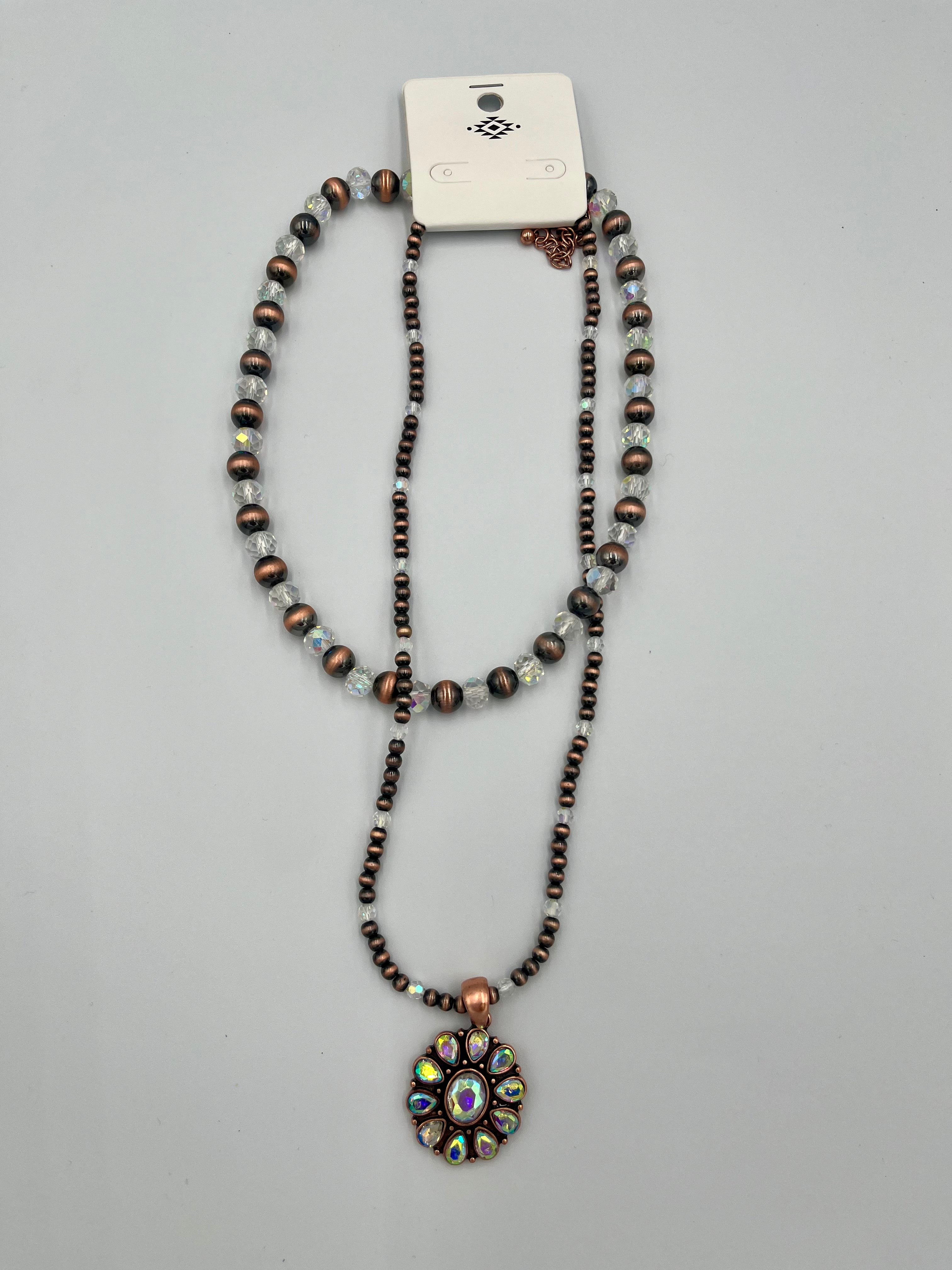 Copper And Iridescent Necklace