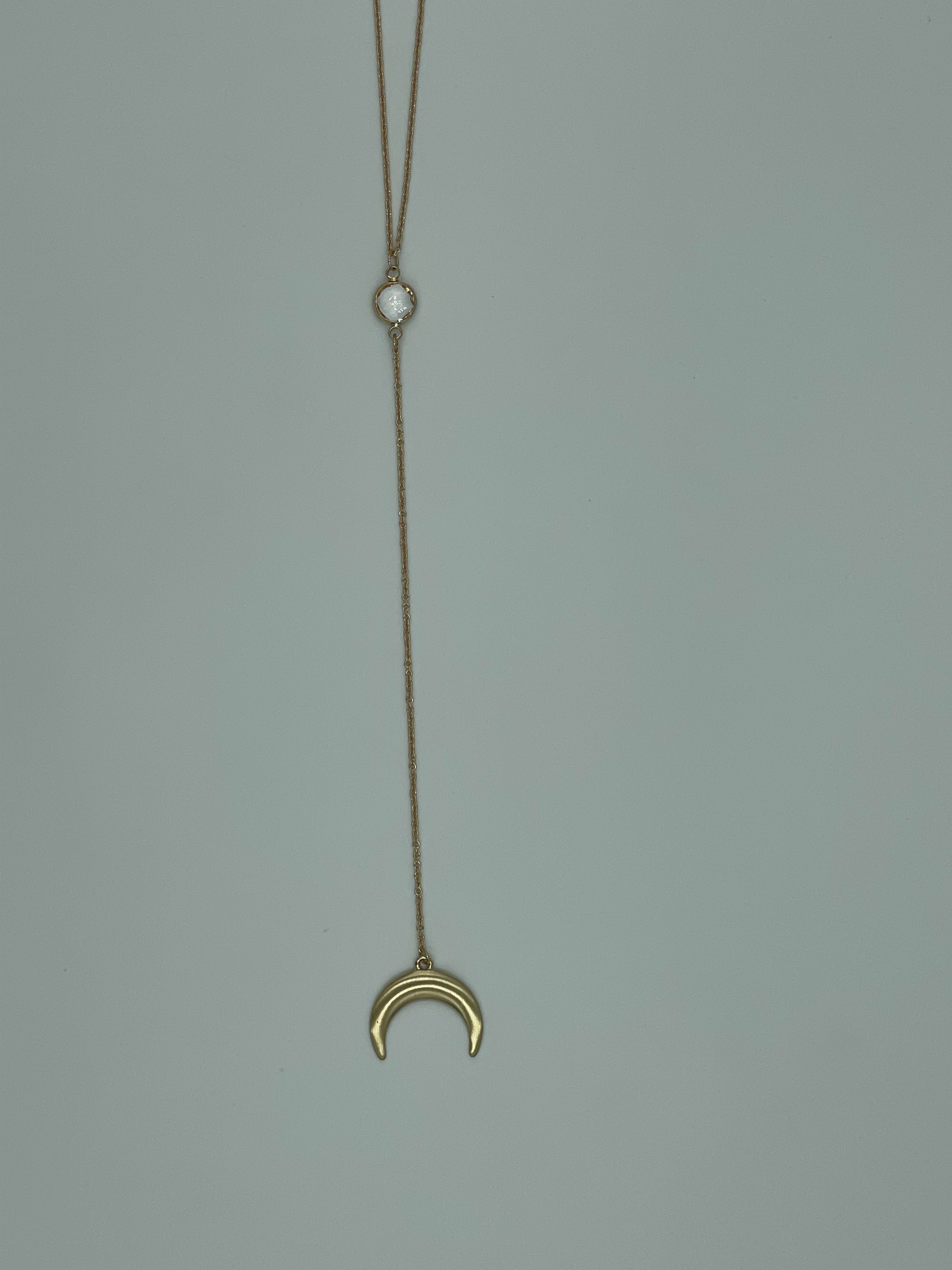 Gold-toned Necklace Set Crescent Moon Circular Charm