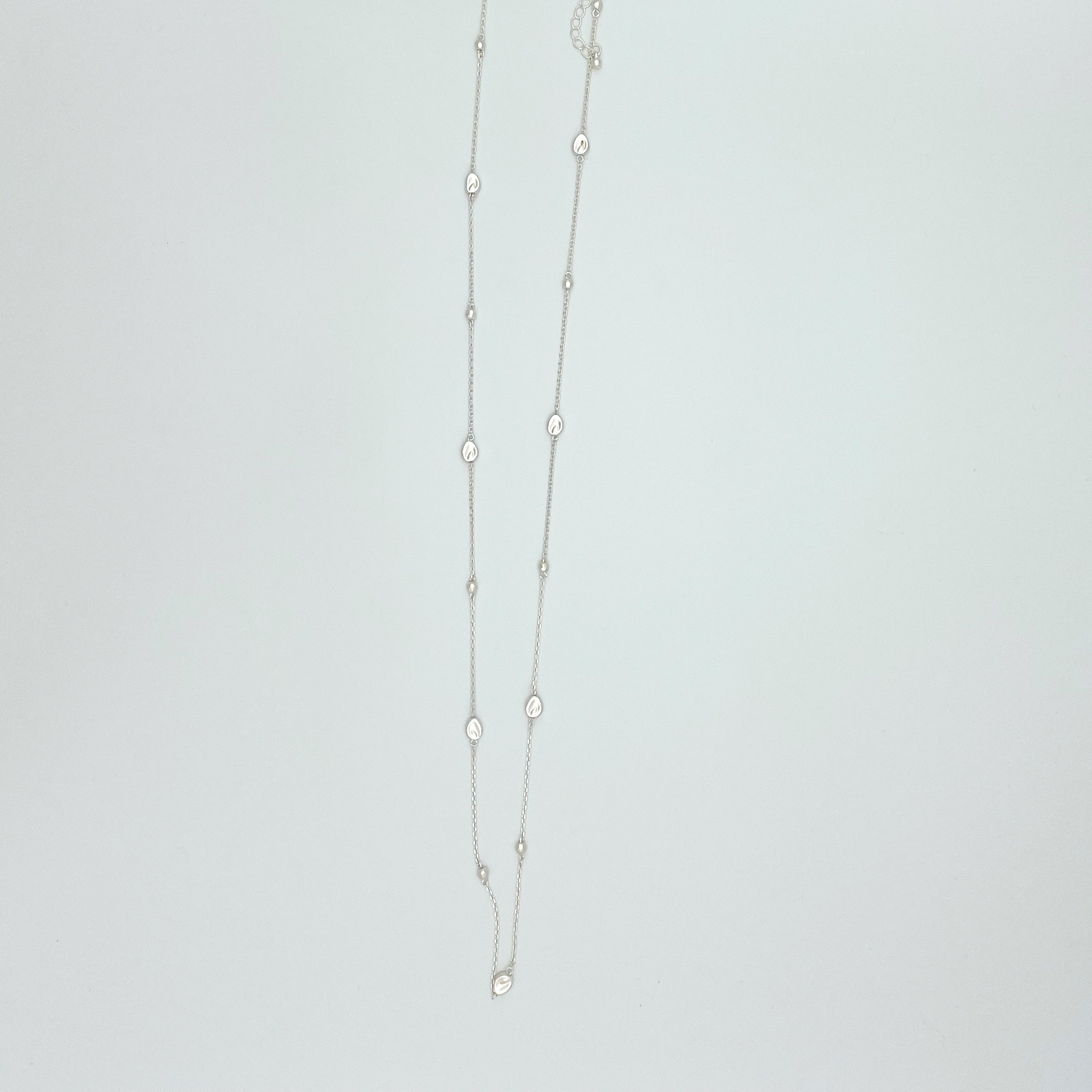 Long Dainty Silvertone Necklace