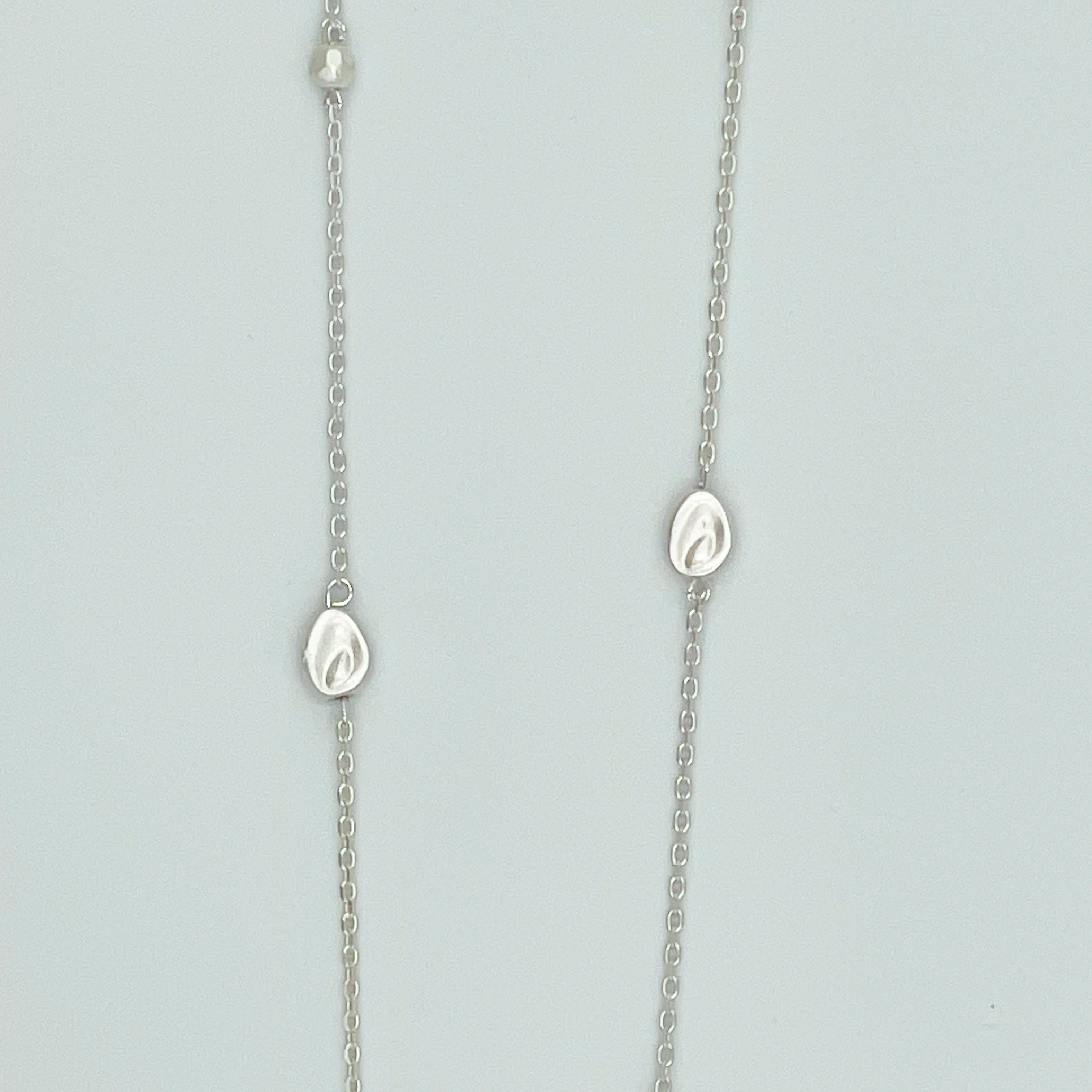 Long Dainty Silvertone Necklace