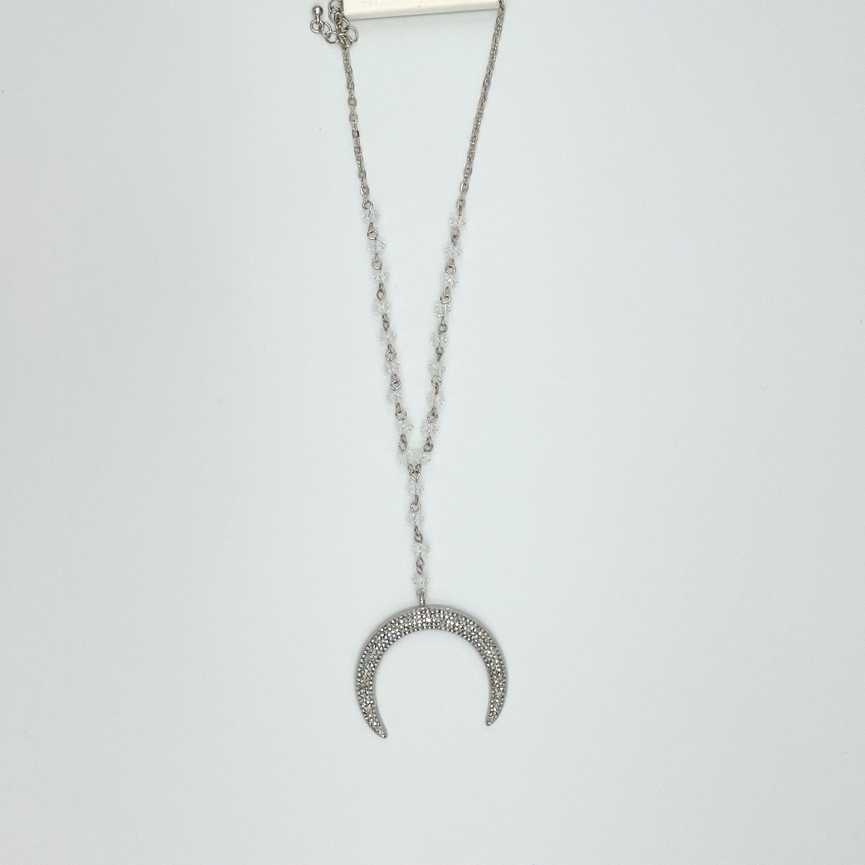 Silver-toned Crescent Moon Pendant Set