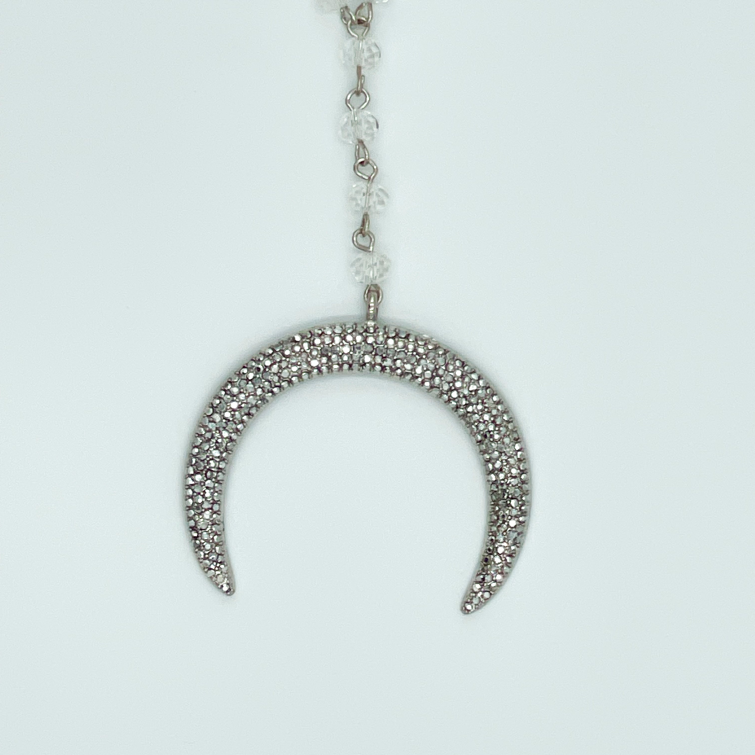 Silver-toned Crescent Moon Pendant Set