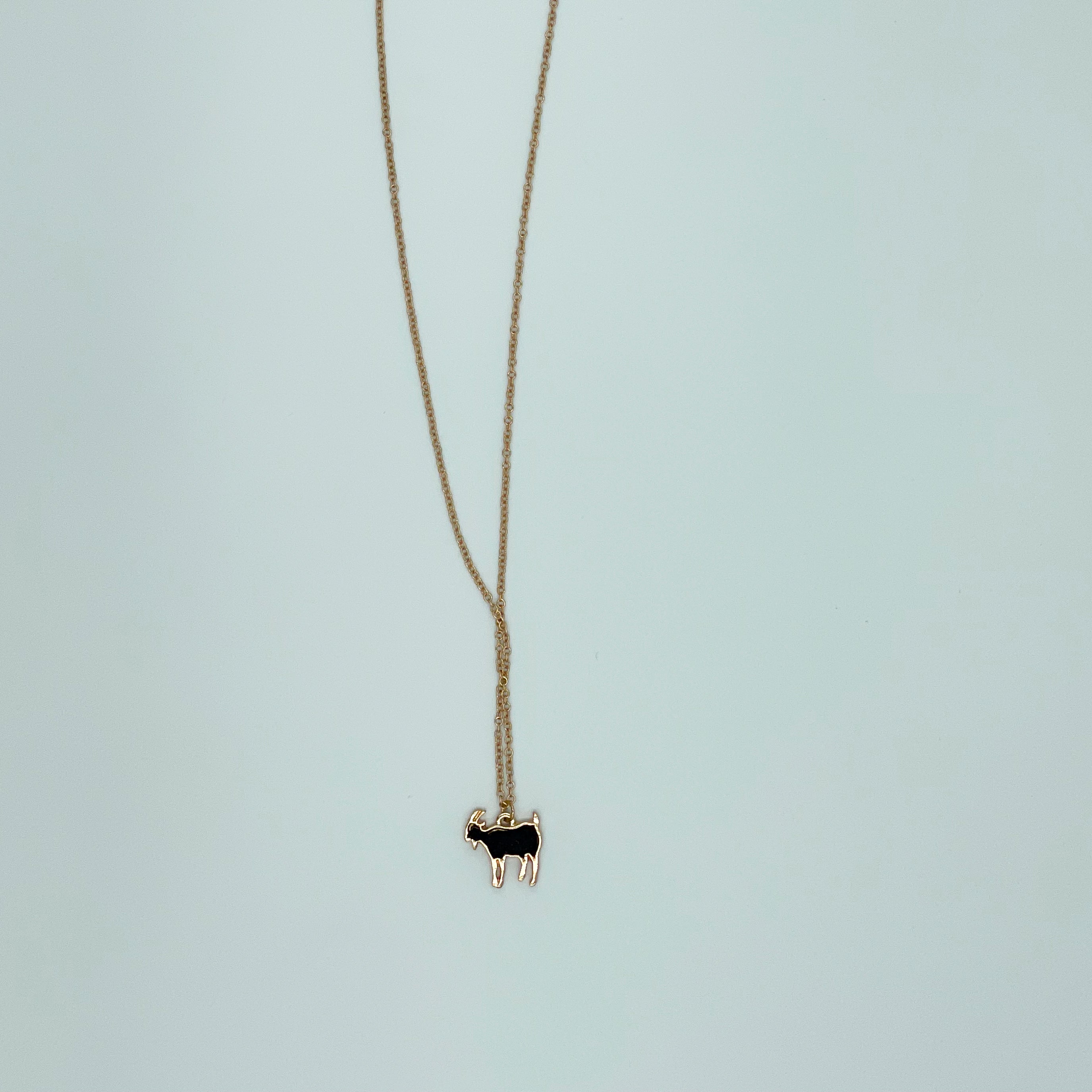 Gold-toned Necklace Black Goat Pendant