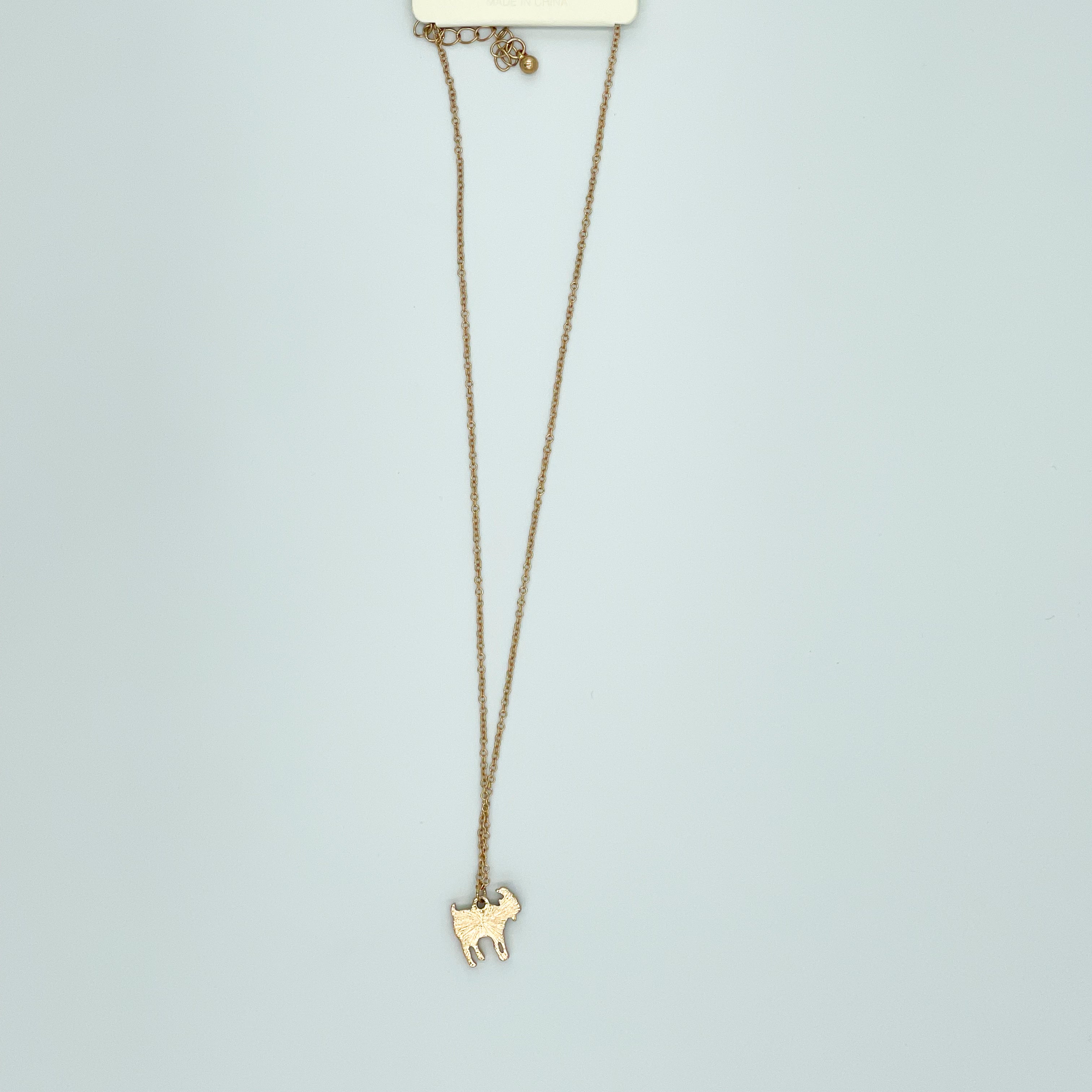 Gold-toned Necklace Black Goat Pendant