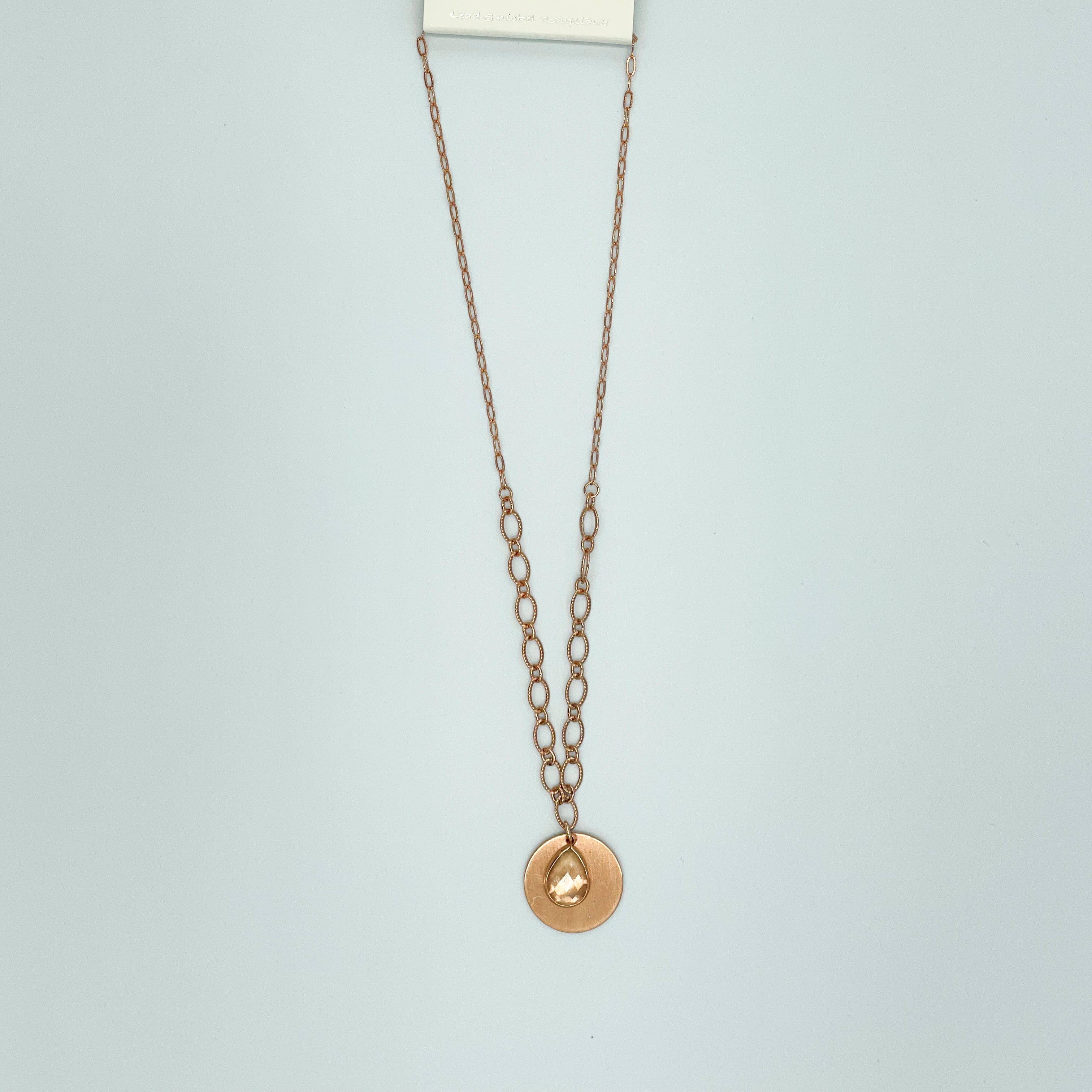 Rose Gold Necklace and Earring Set Circle Disk