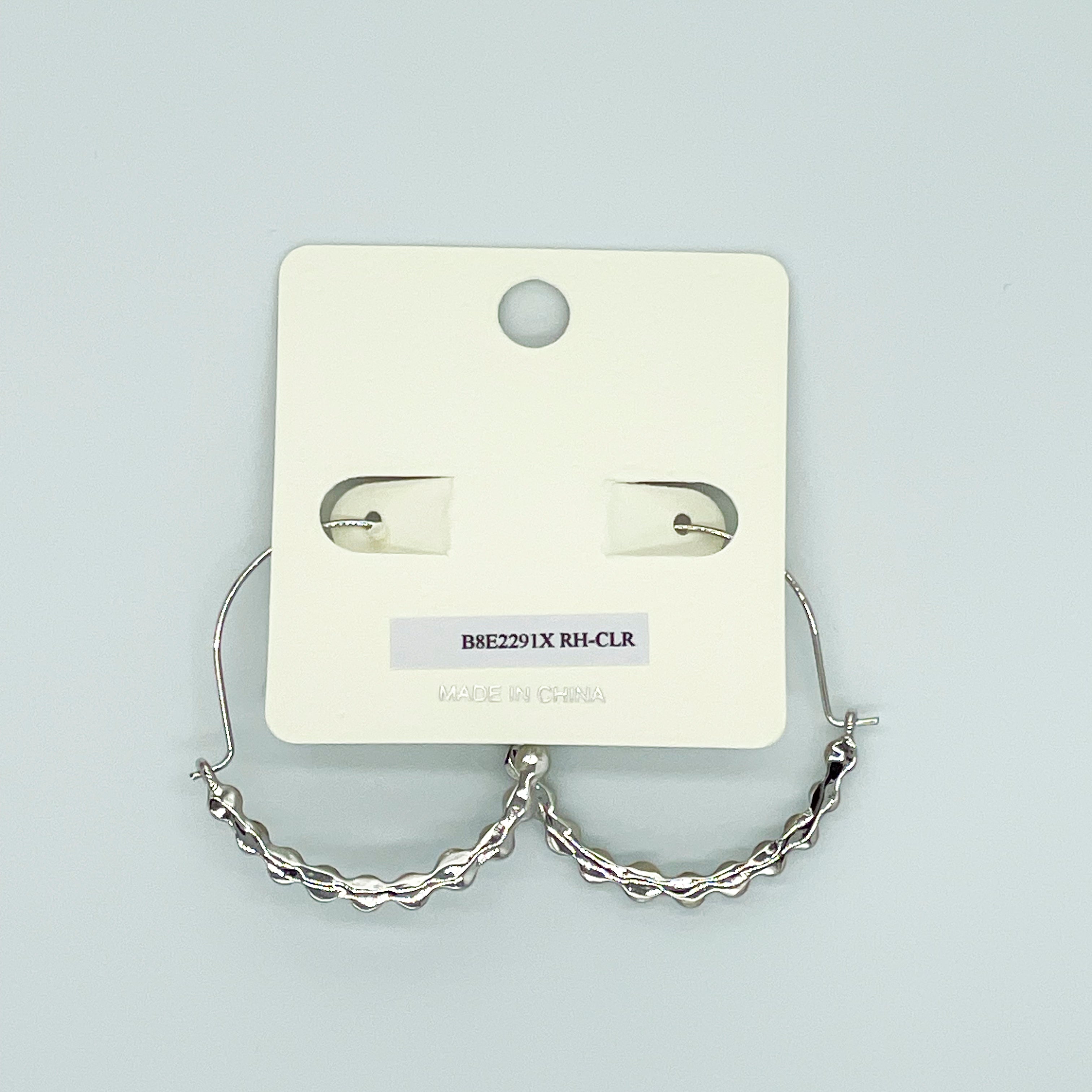Silvertone Rhinestone Hoop Earrings