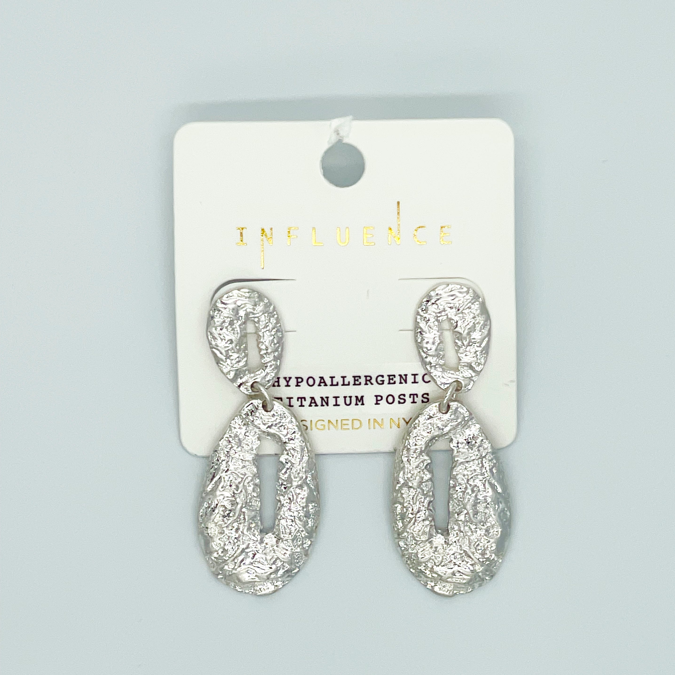 Textured Drop Silver-toned Earrings