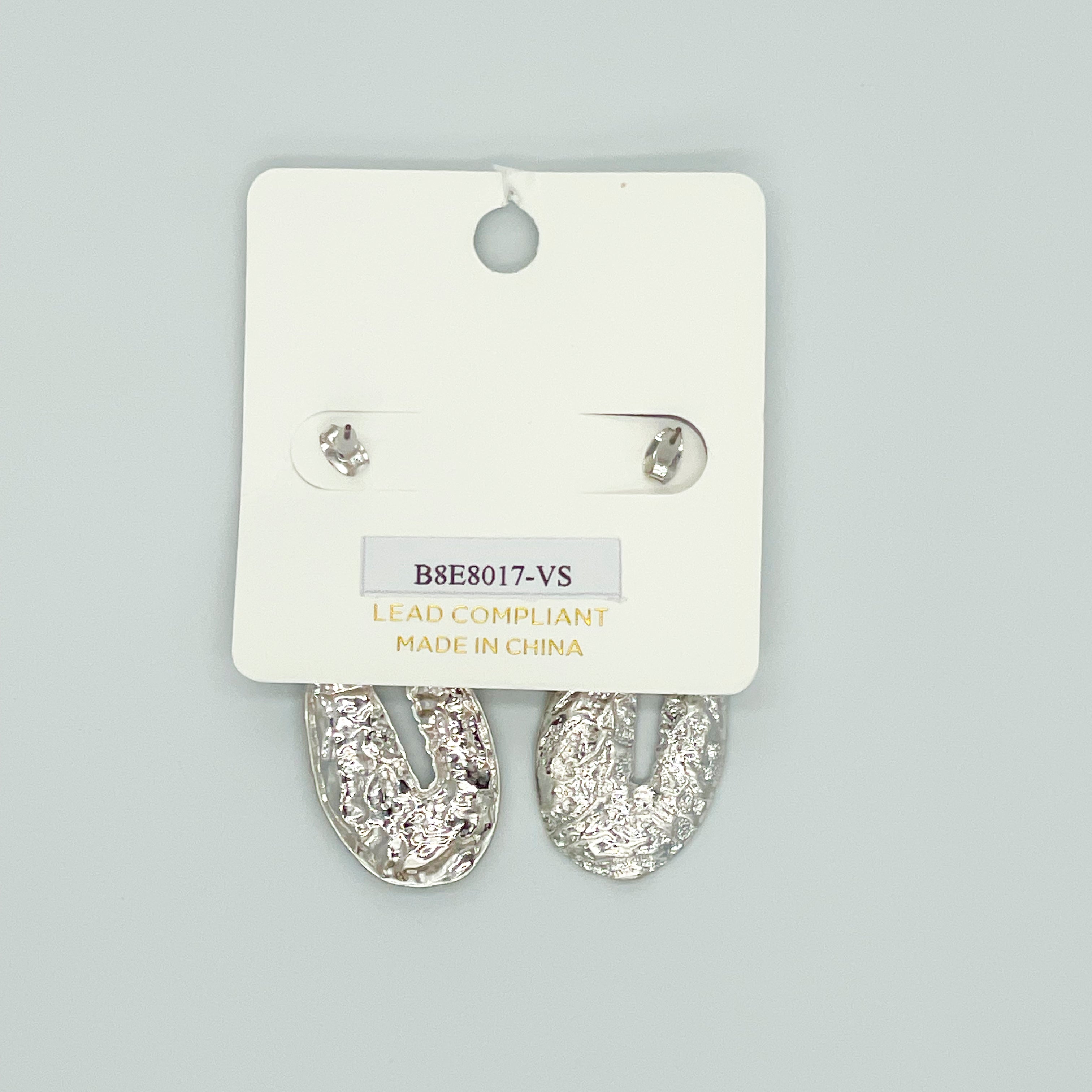 Textured Drop Silver-toned Earrings