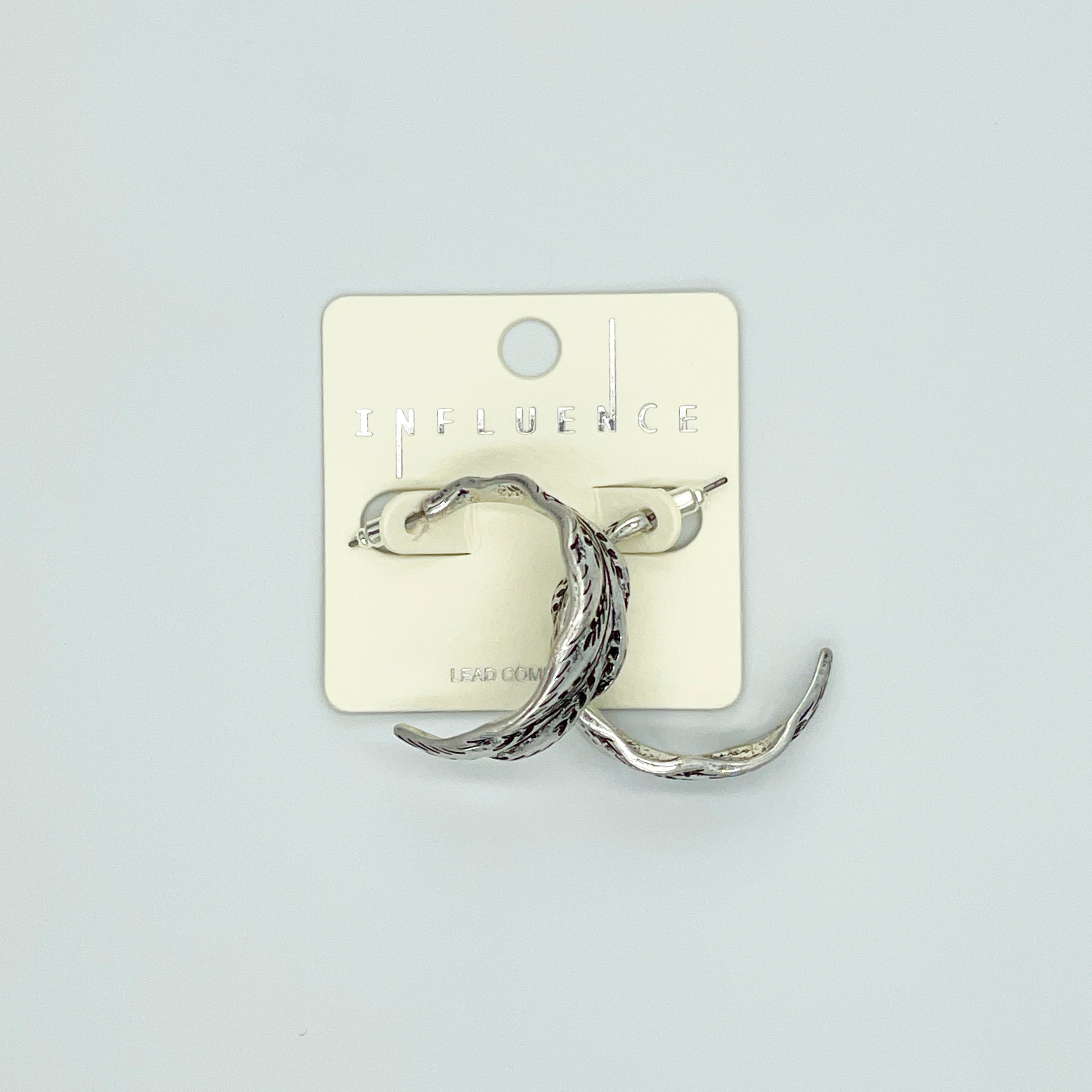 Silver-toned Leaf Design Hoops