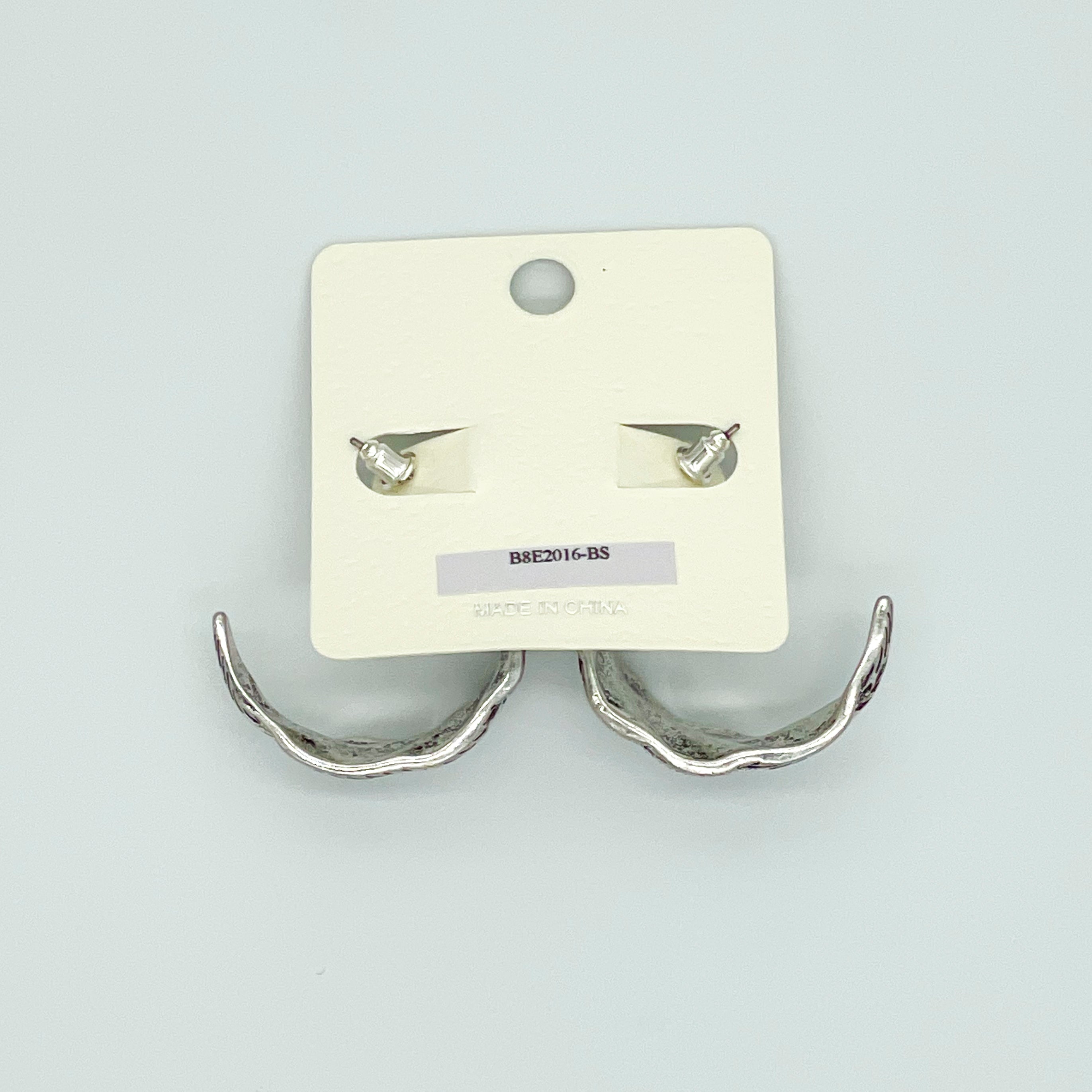 Silver-toned Leaf Design Hoops