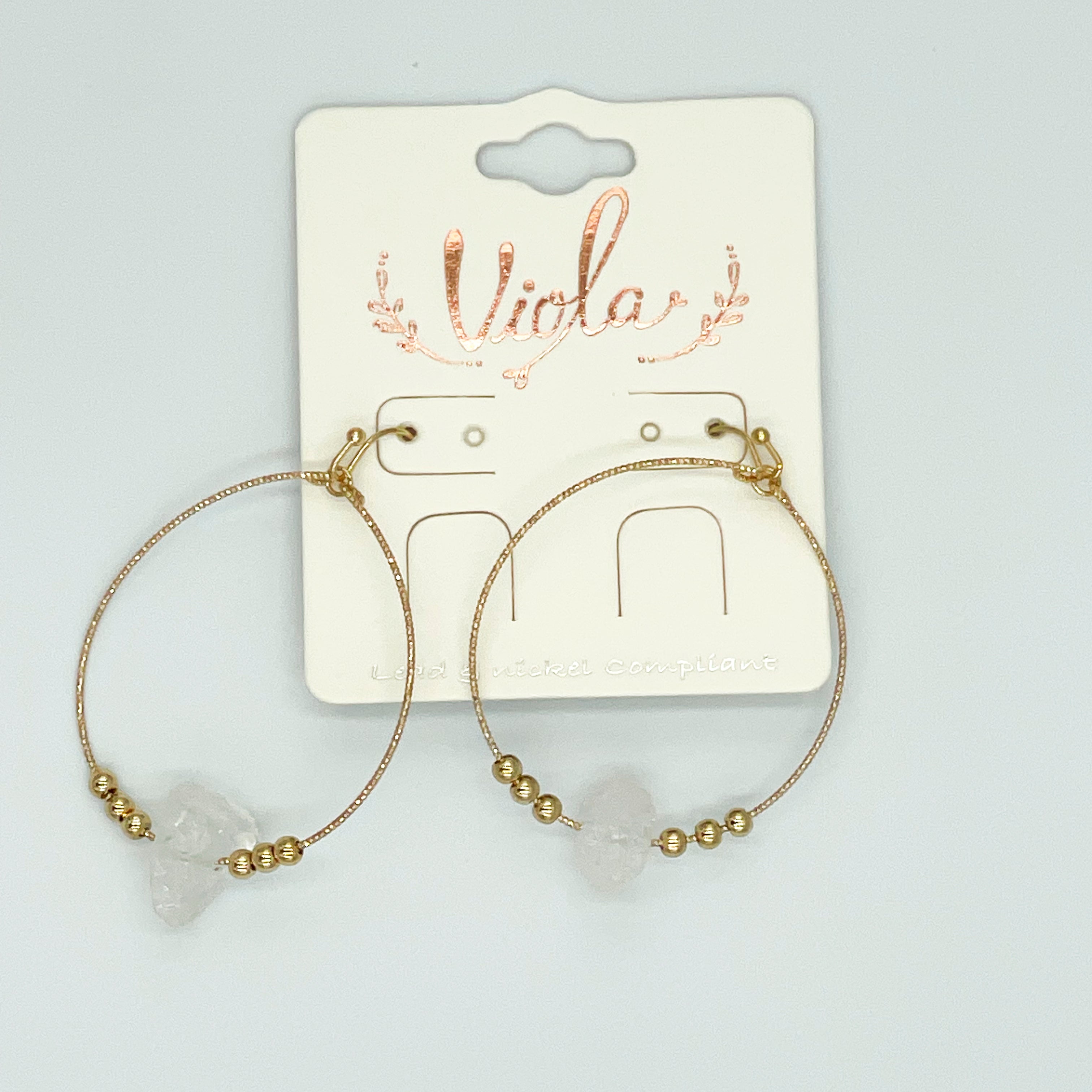 Gold-toned Hoop Earrings with Crystals