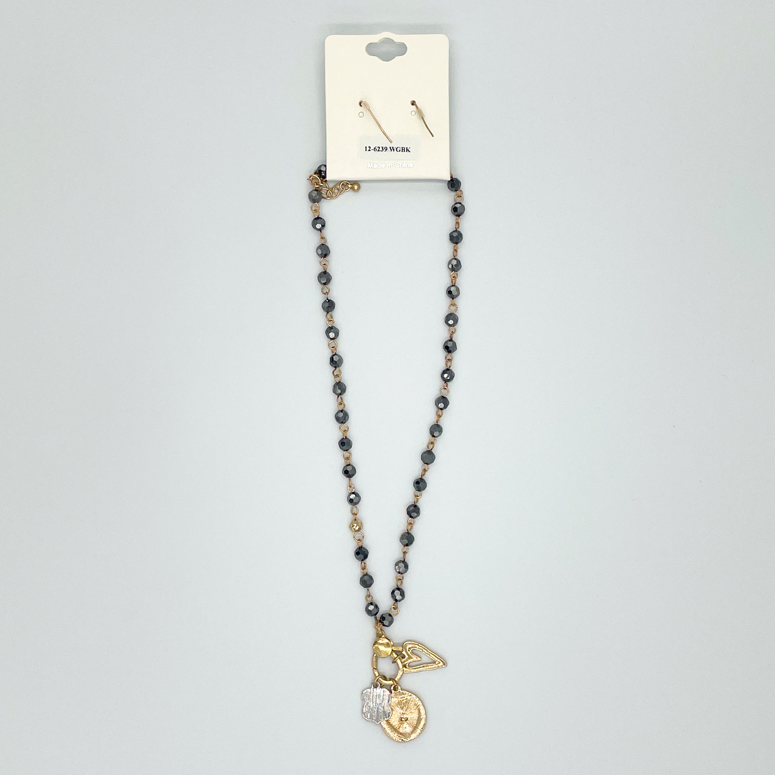 Love Charm Beaded Set Black\Goldtone