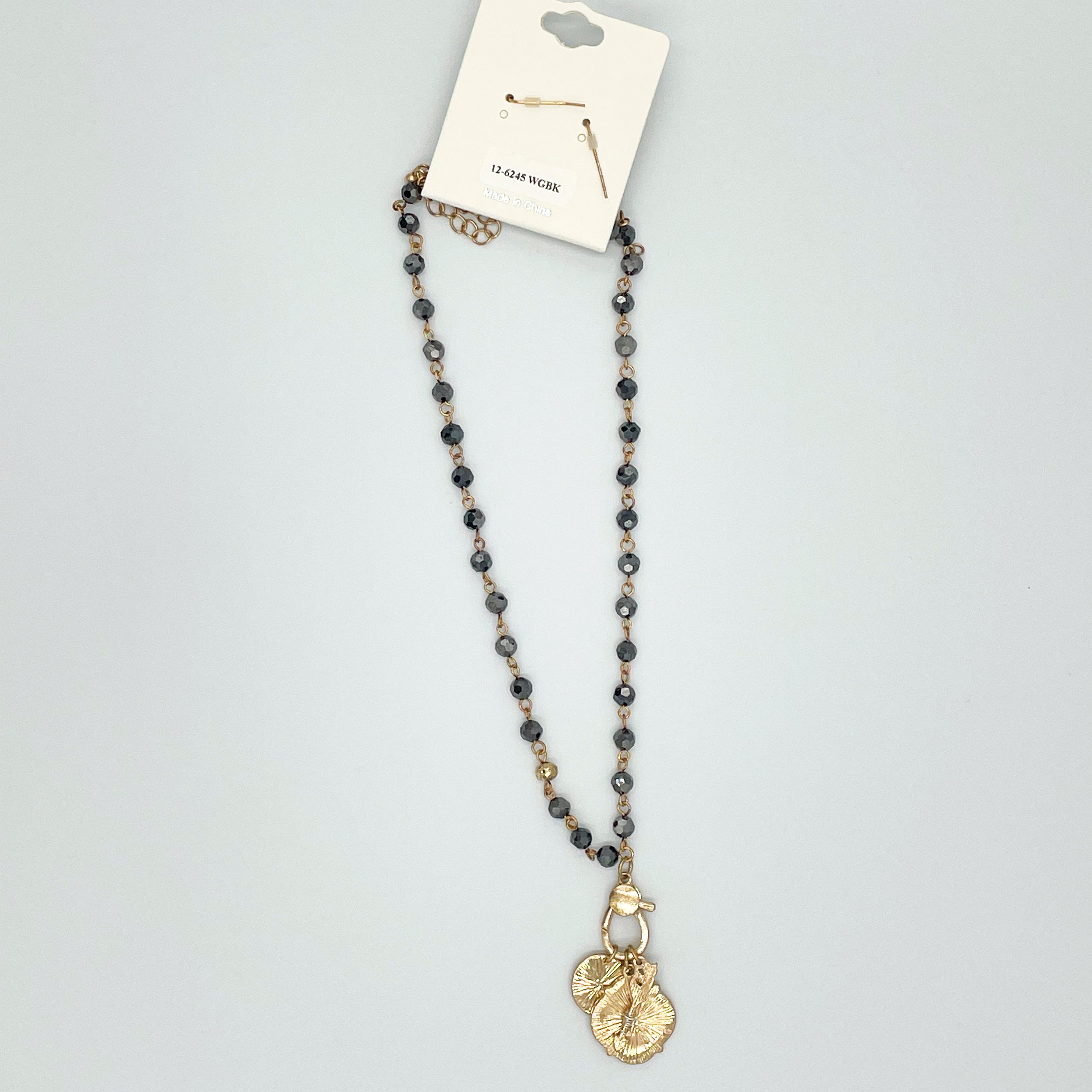 Brave Charm Necklace Set Black\Goldtone