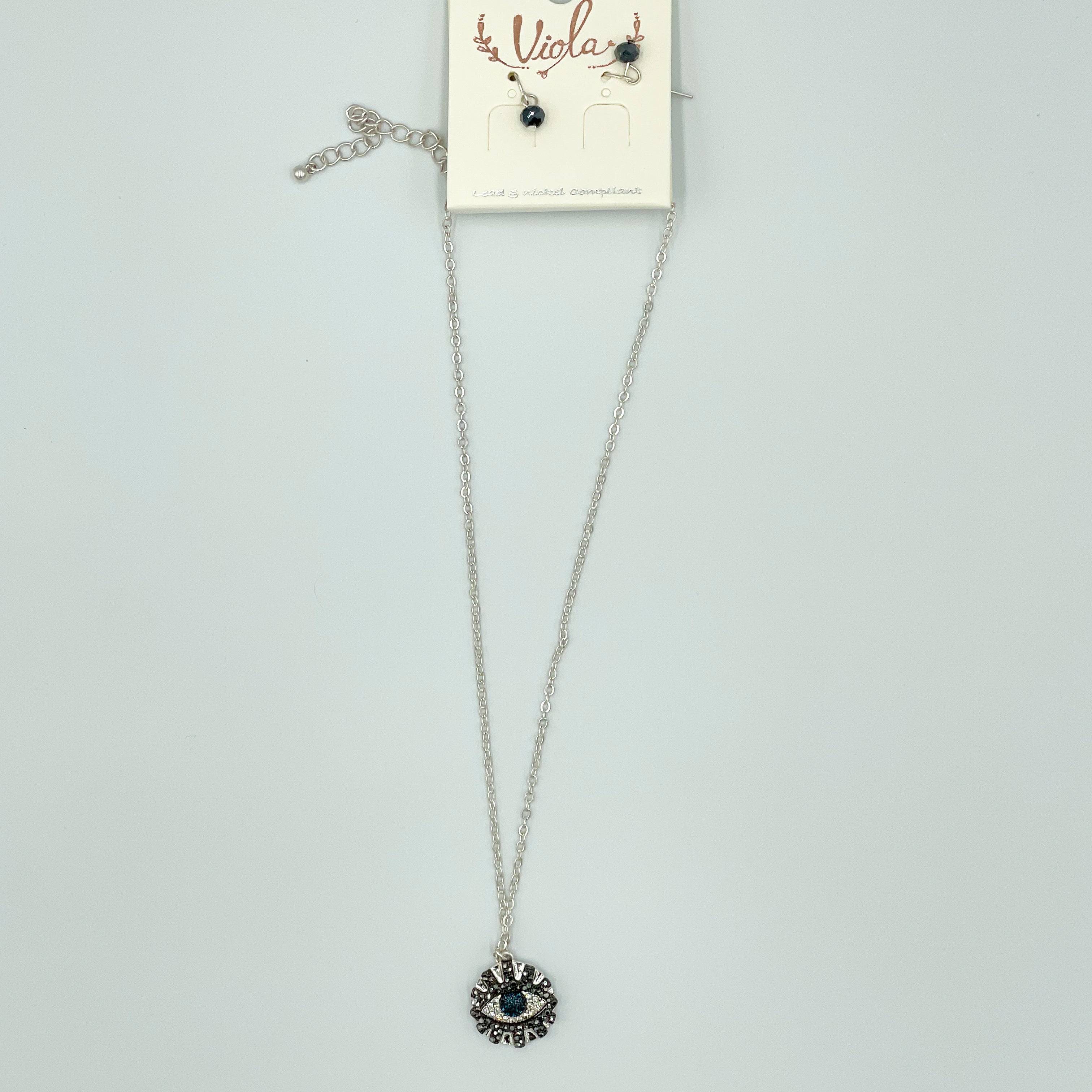 Silver-toned Jewelry Set Pave Eye