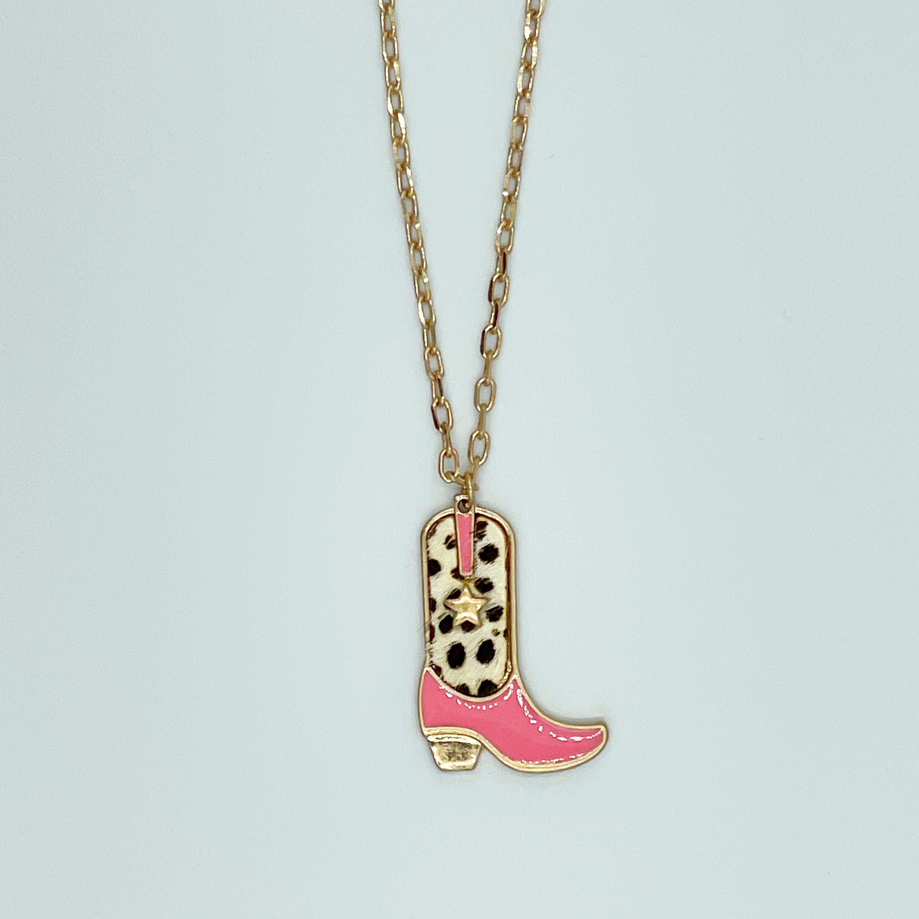Pink Cowgirl Boot Necklace