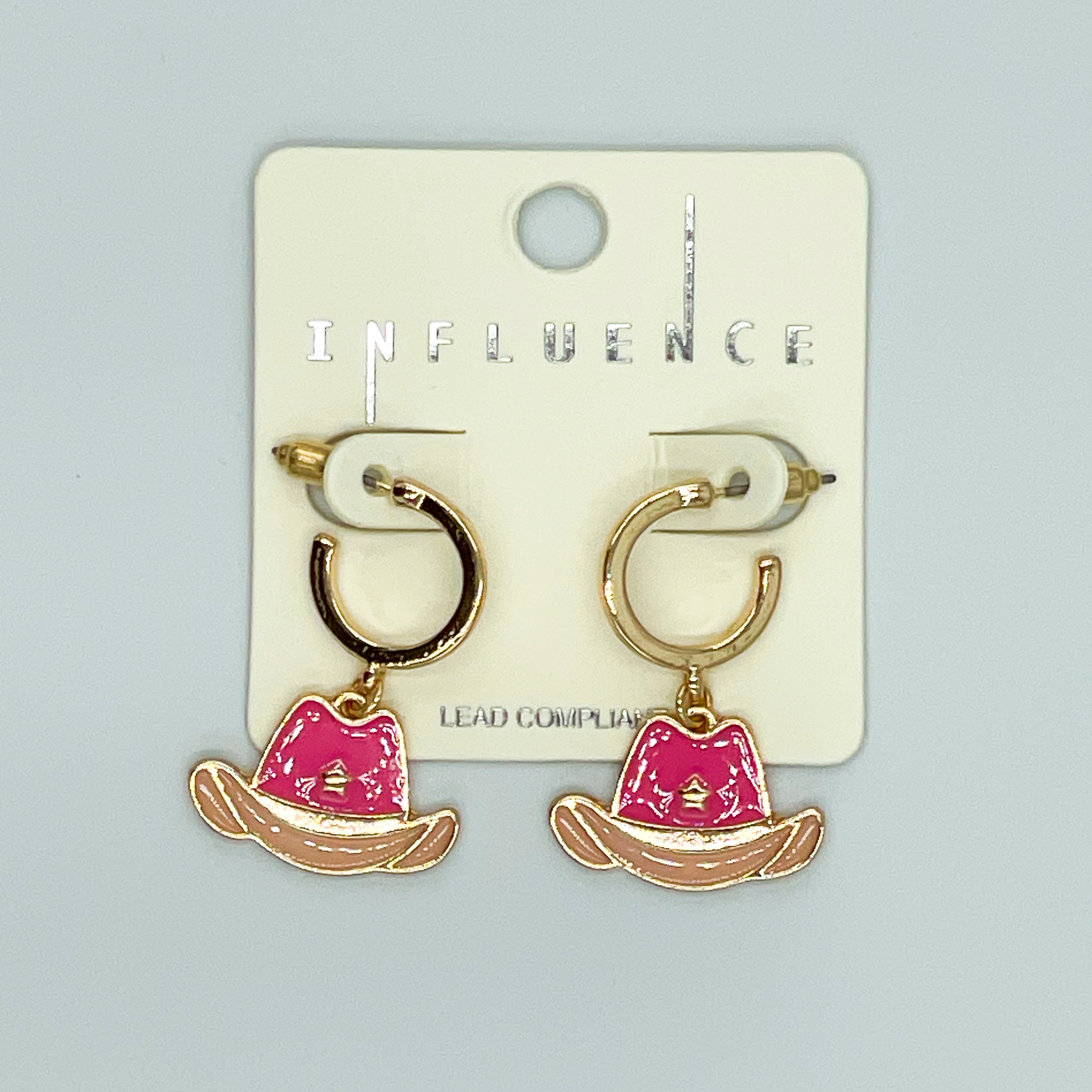 Pink Cowgirl Hat Earrings