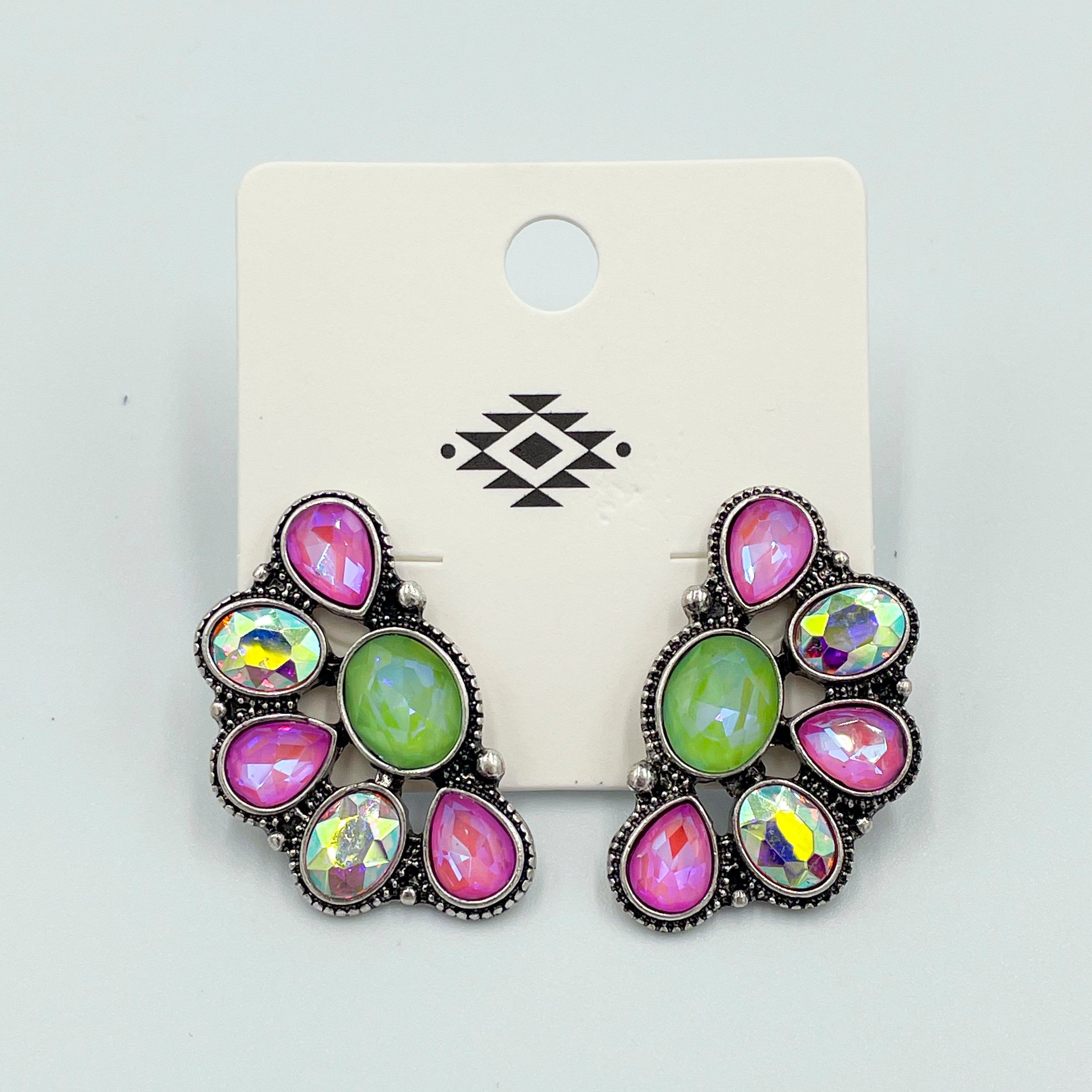 Green and Pink Earrings