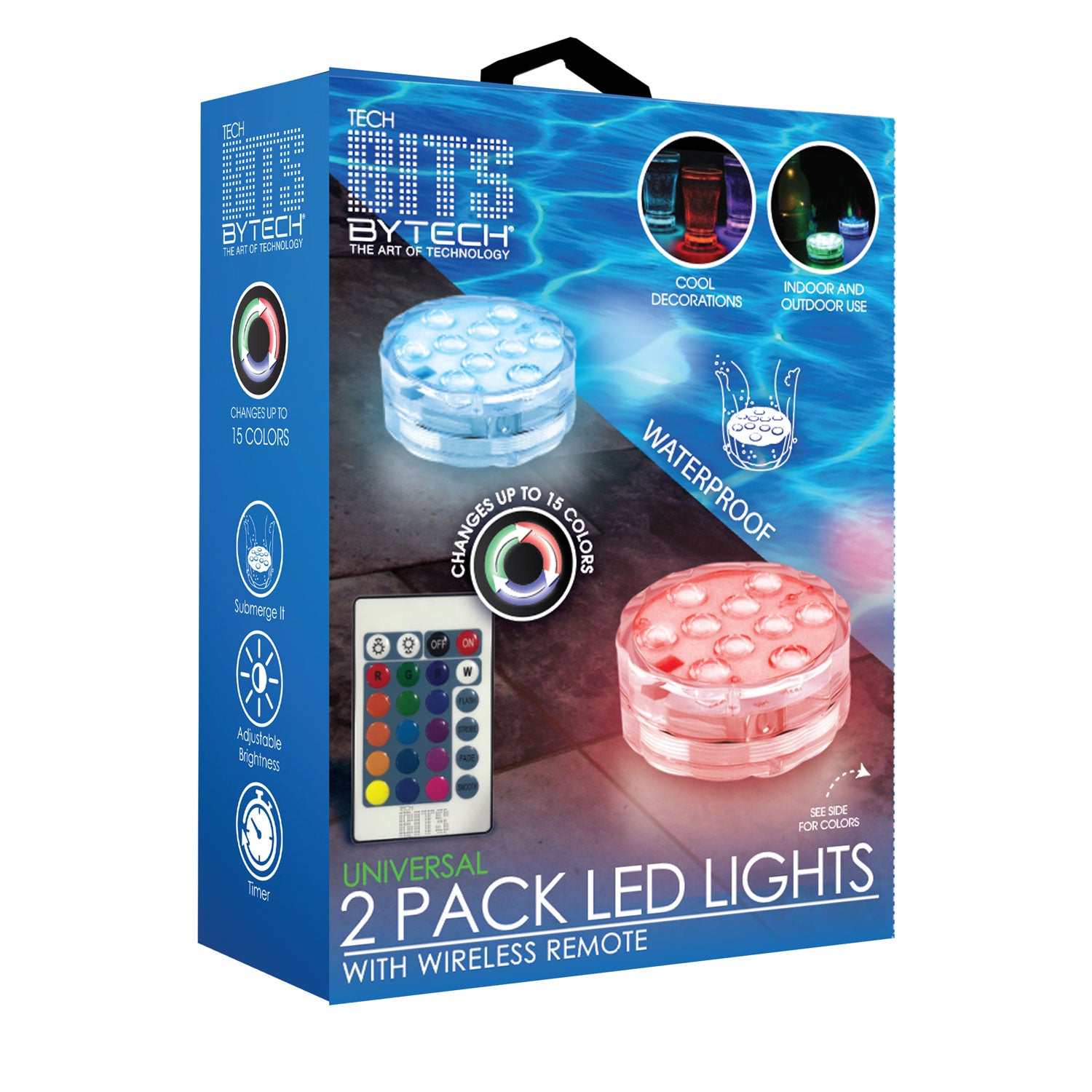 Waterproof lights w/remote-2pk