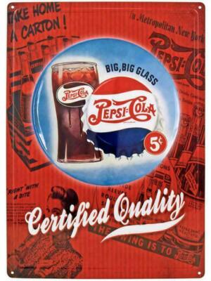 Pepsi Certified Quality Metal Sign 12" x 17"