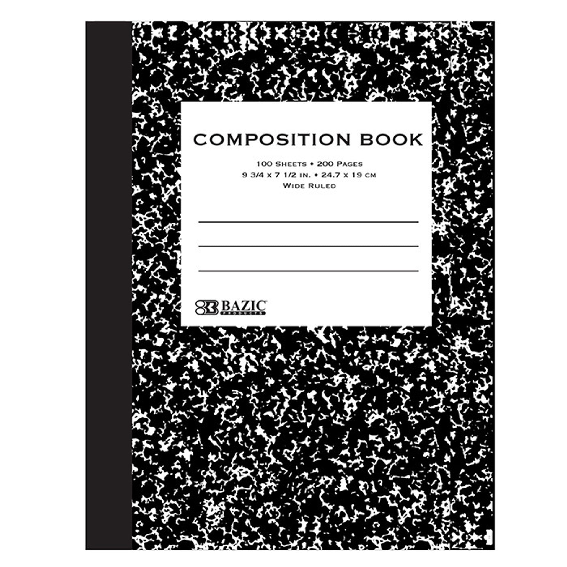 BAZIC 100 Ct Black Marble Comp Book