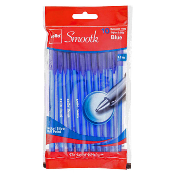 10ct Blue Ink Ballpoint Pens 1.0mm