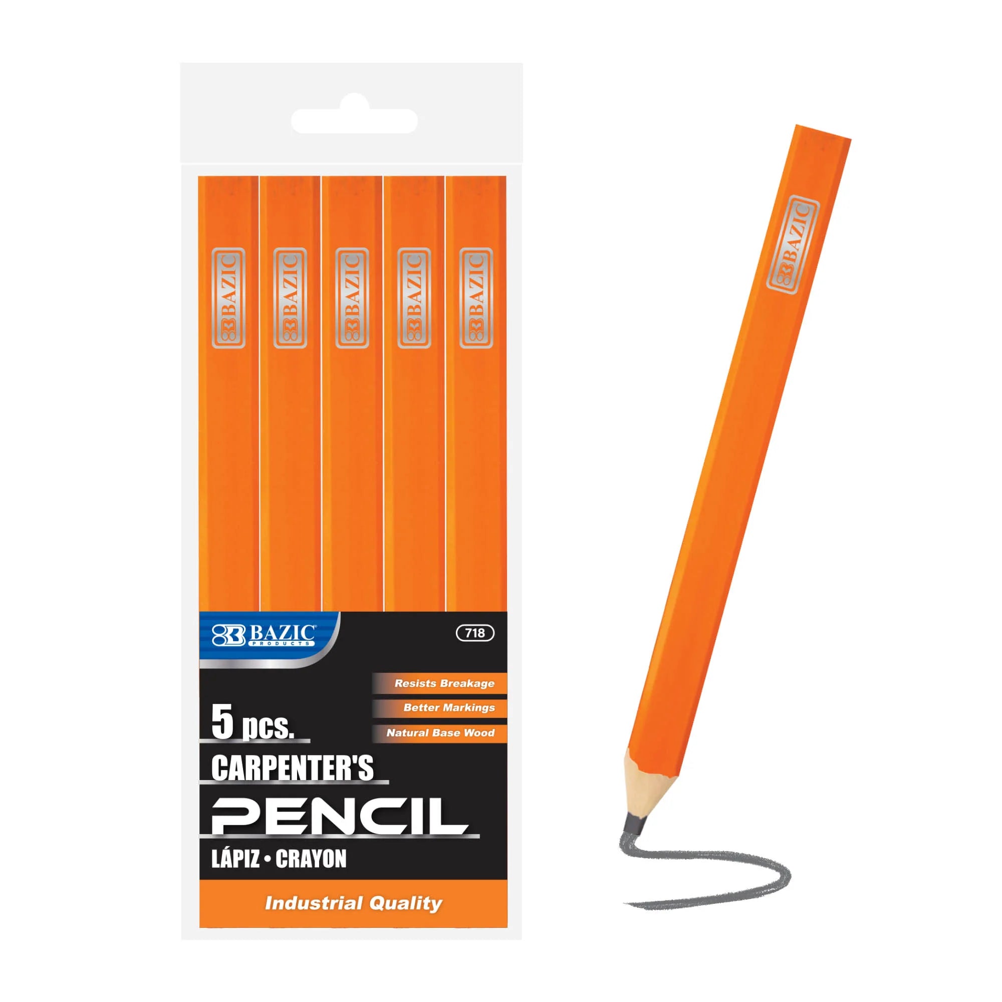 BAZIC Carpenters Pencil (5/Pack)