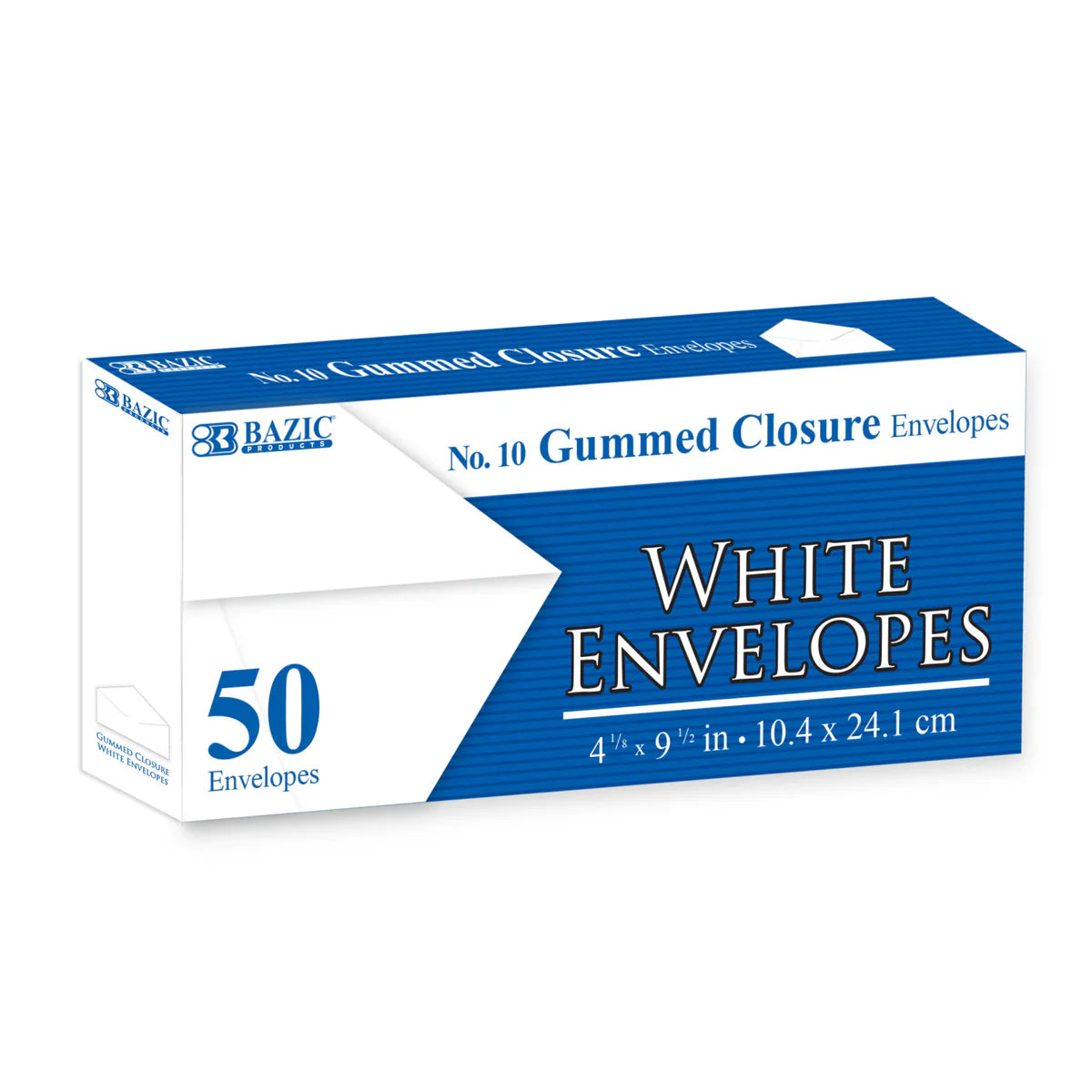 Bazic White Envelopes Gummed Close 50pk