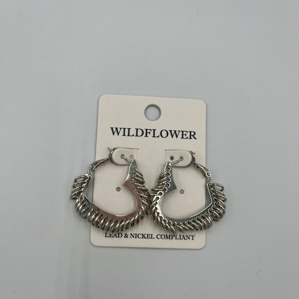 Silvertone Heart Earrings with Circle Rings