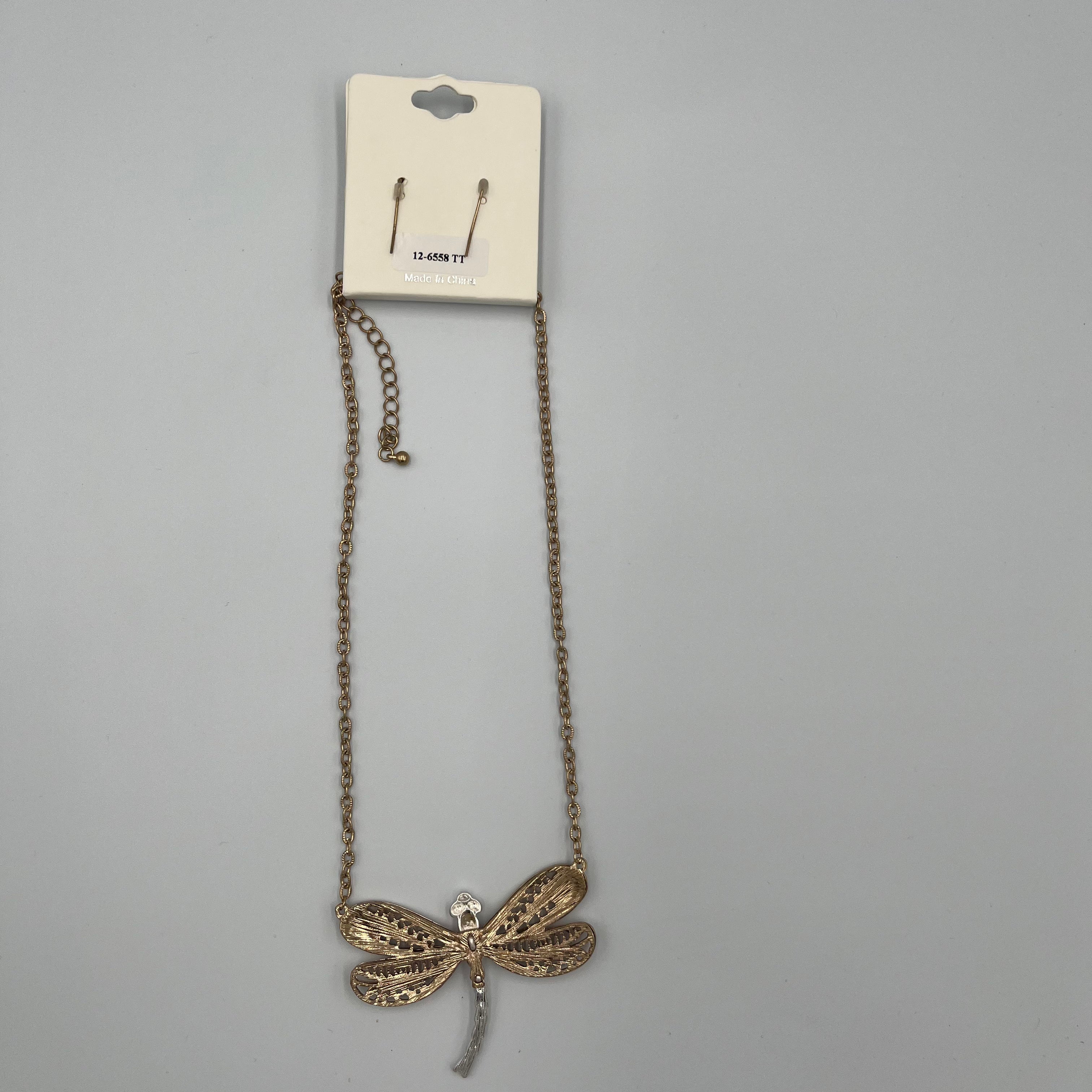 Gold & Silver-toned Filigree Dragonfly Set