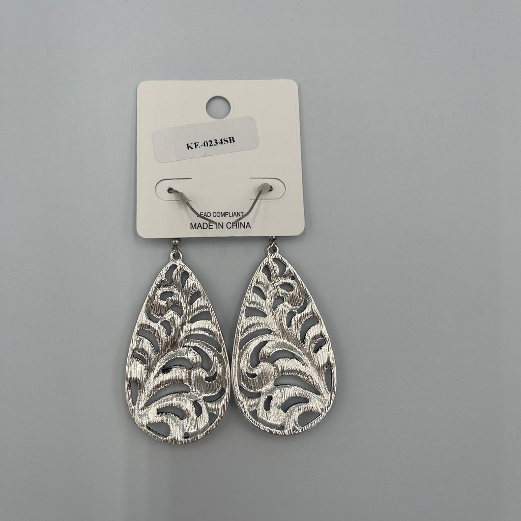 Silvertone Teardrop Hook Earrings