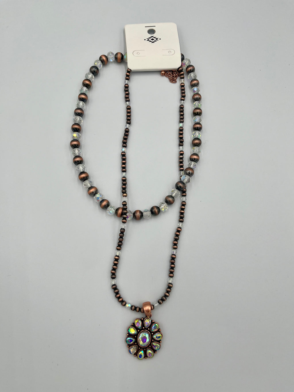 Copper And Iridescent Necklace