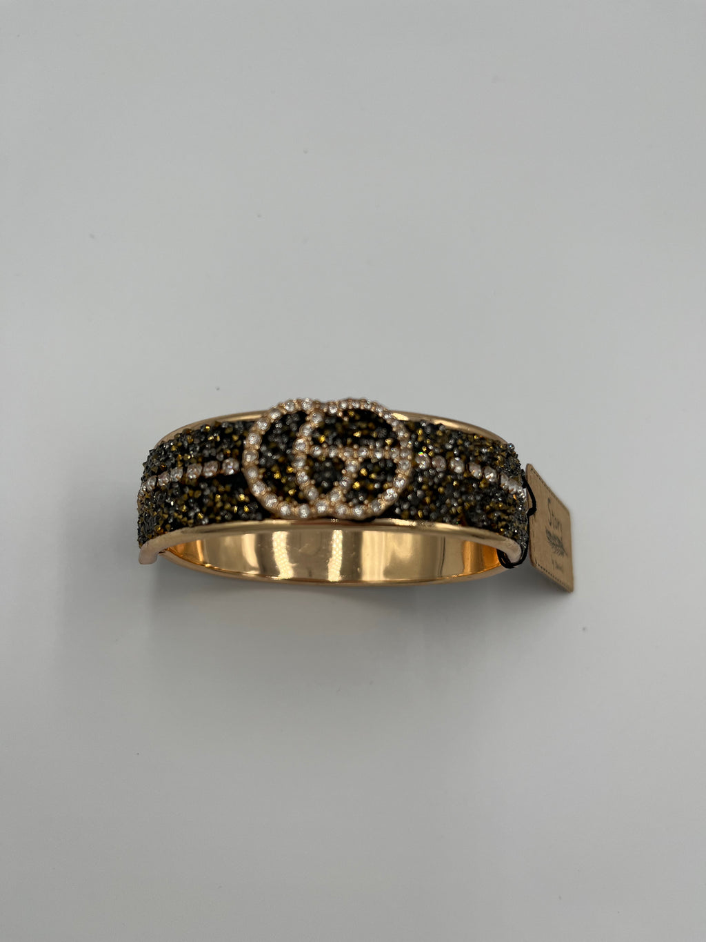 Goldtone\Black Bejeweled Bracelet