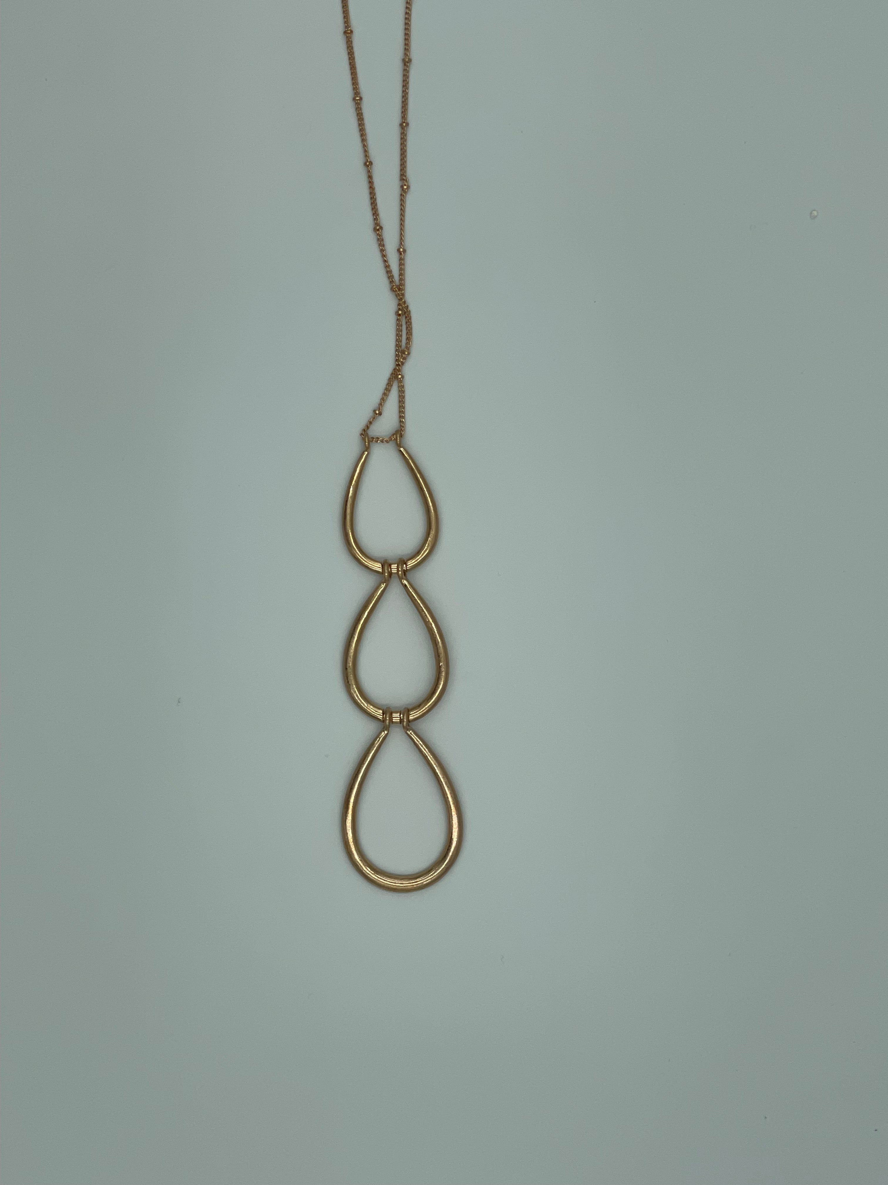 Gold-toned w\Interlocking Teardrop Pendant