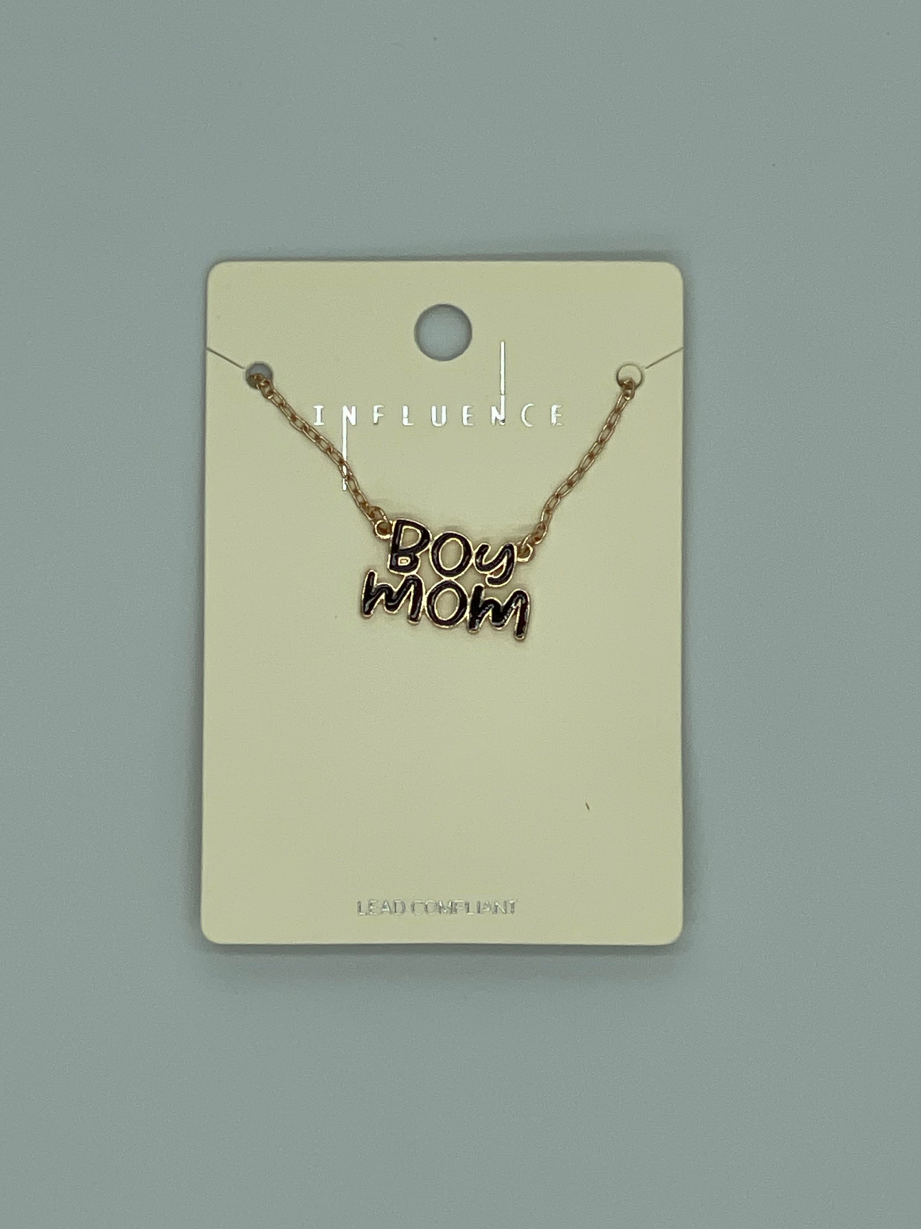 Boy Mom Black Goldtone Necklace