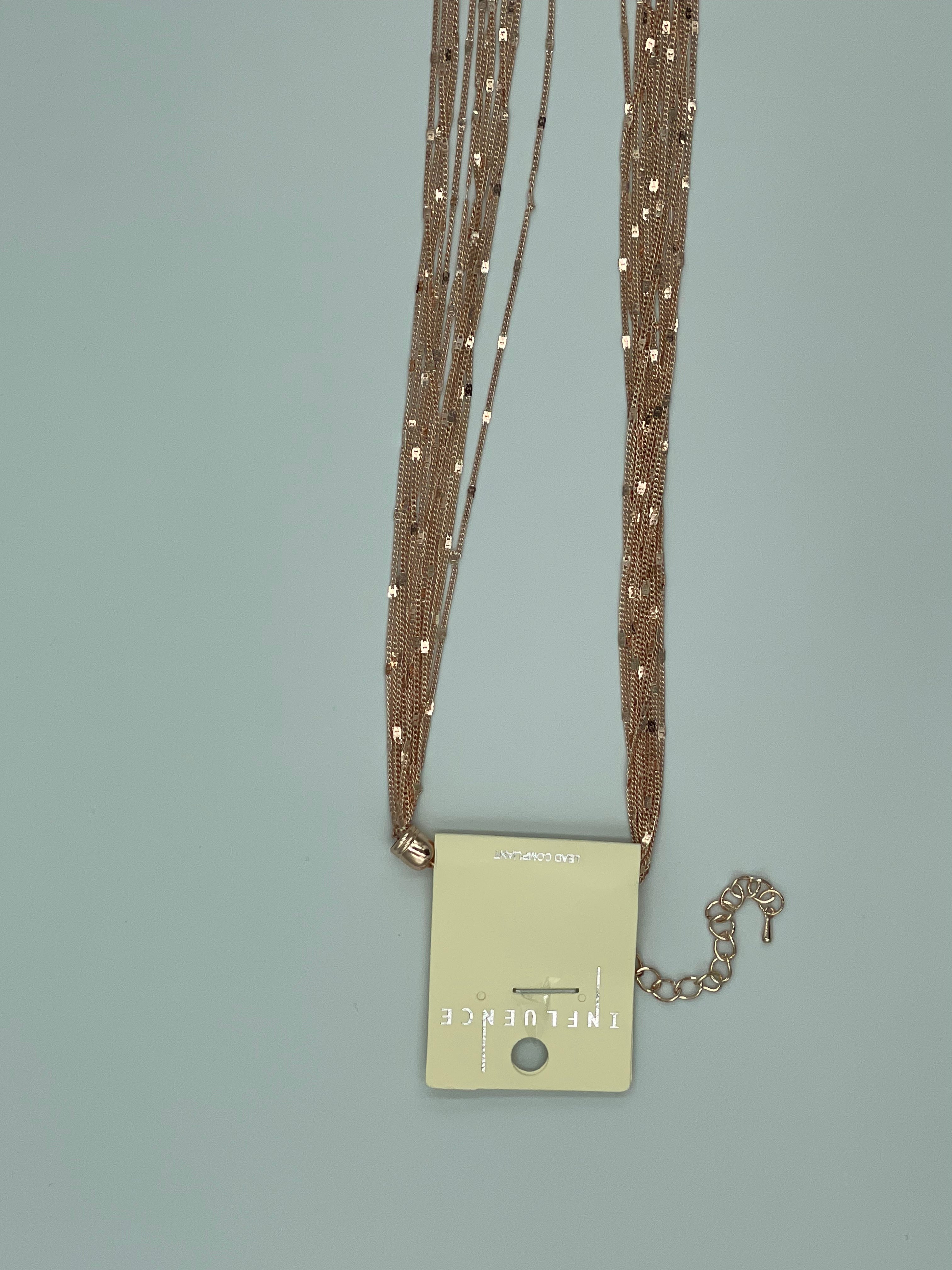 Rose Goldtoned Multilayer Long Necklace