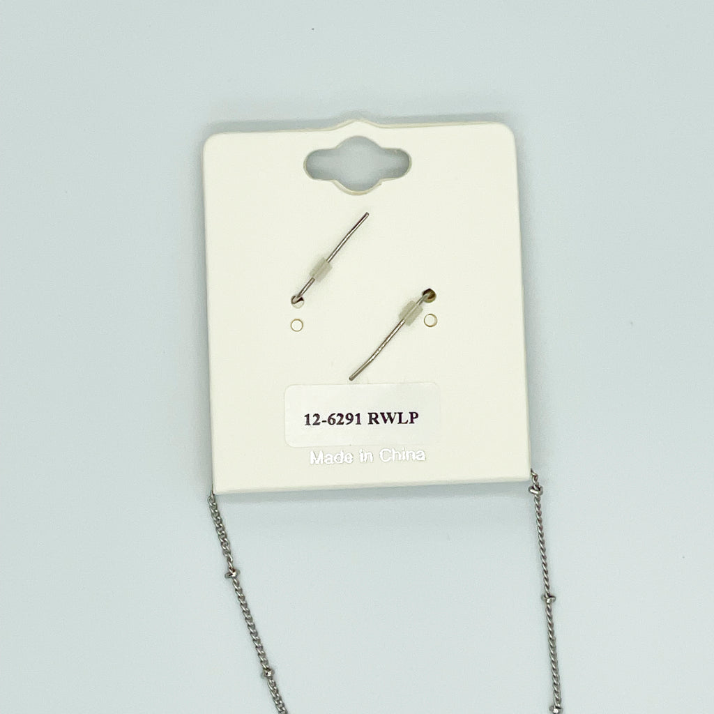 Silver-toned Pendant Necklace and Earring Set Swirl Round