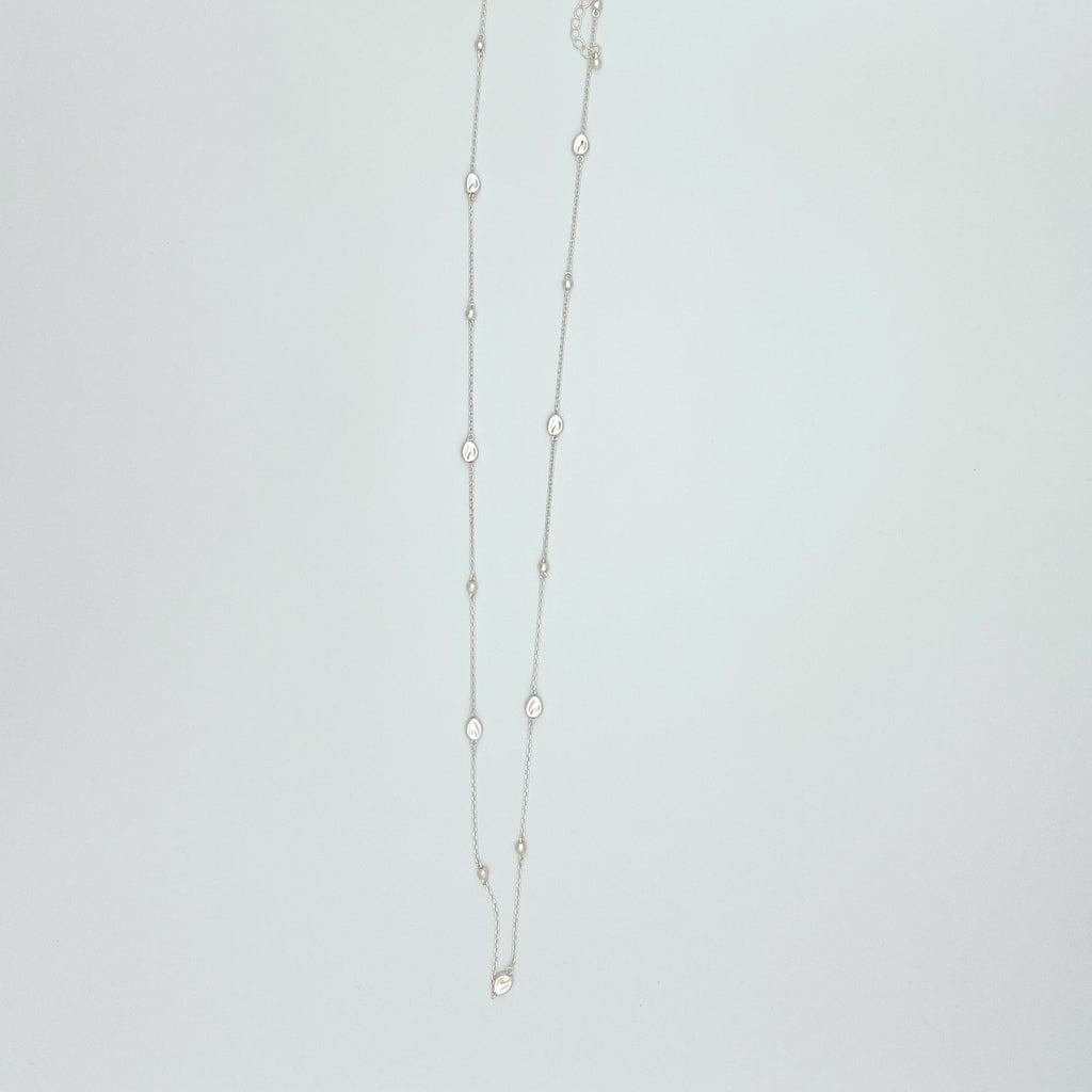 Long Dainty Silvertone Necklace