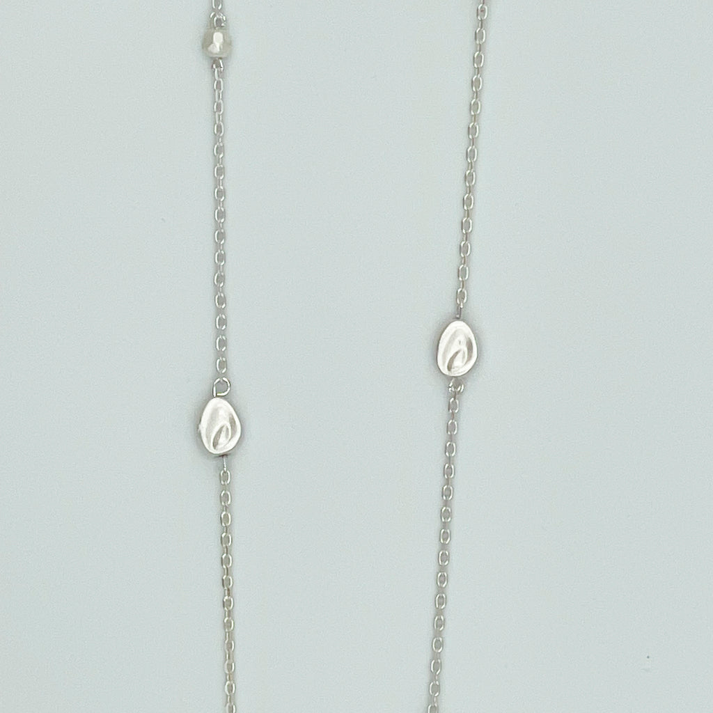 Long Dainty Silvertone Necklace