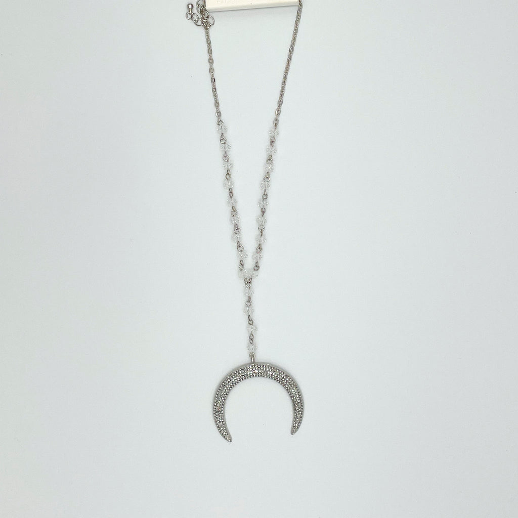 Silver-toned Crescent Moon Pendant Set