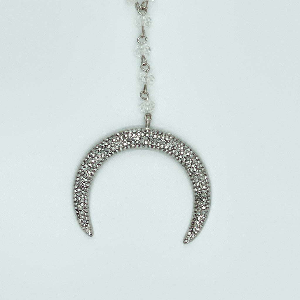 Silver-toned Crescent Moon Pendant Set