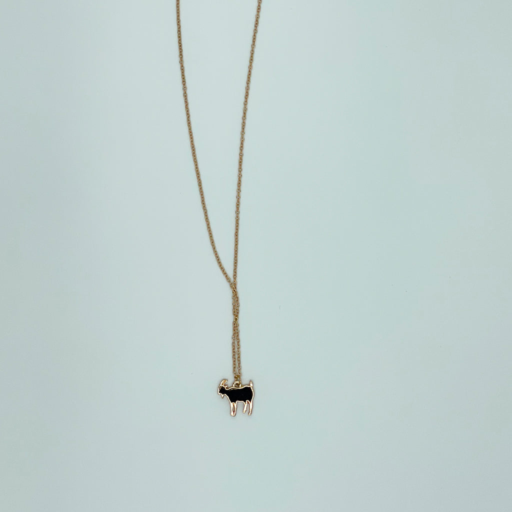 Gold-toned Necklace Black Goat Pendant