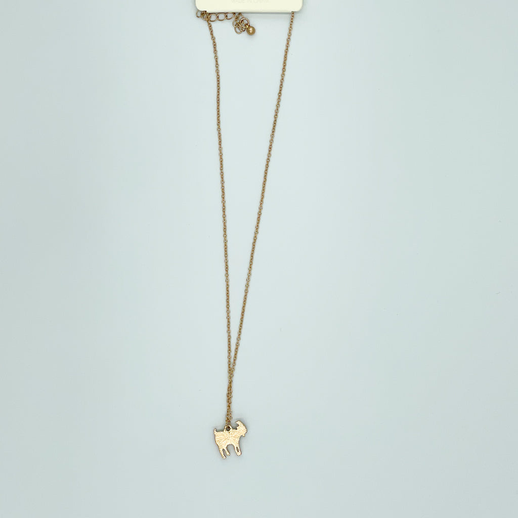 Gold-toned Necklace Black Goat Pendant