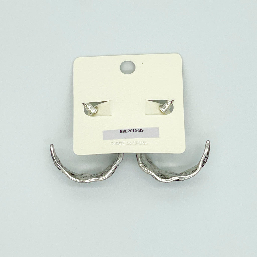 Silver-toned Leaf Design Hoops